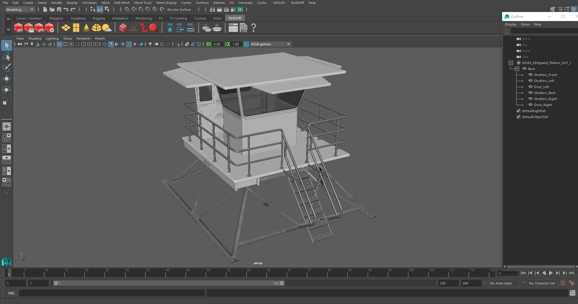 3D White Lifeguard Station model