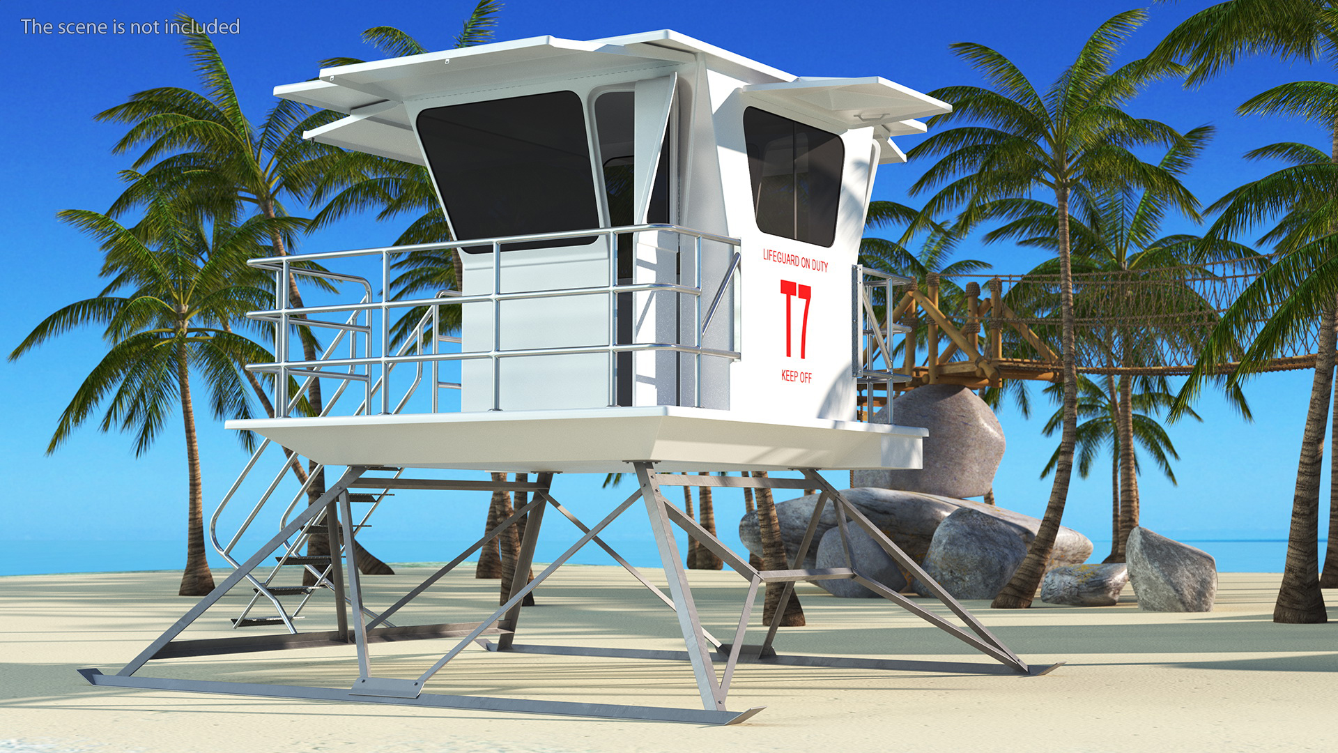 3D White Lifeguard Station model