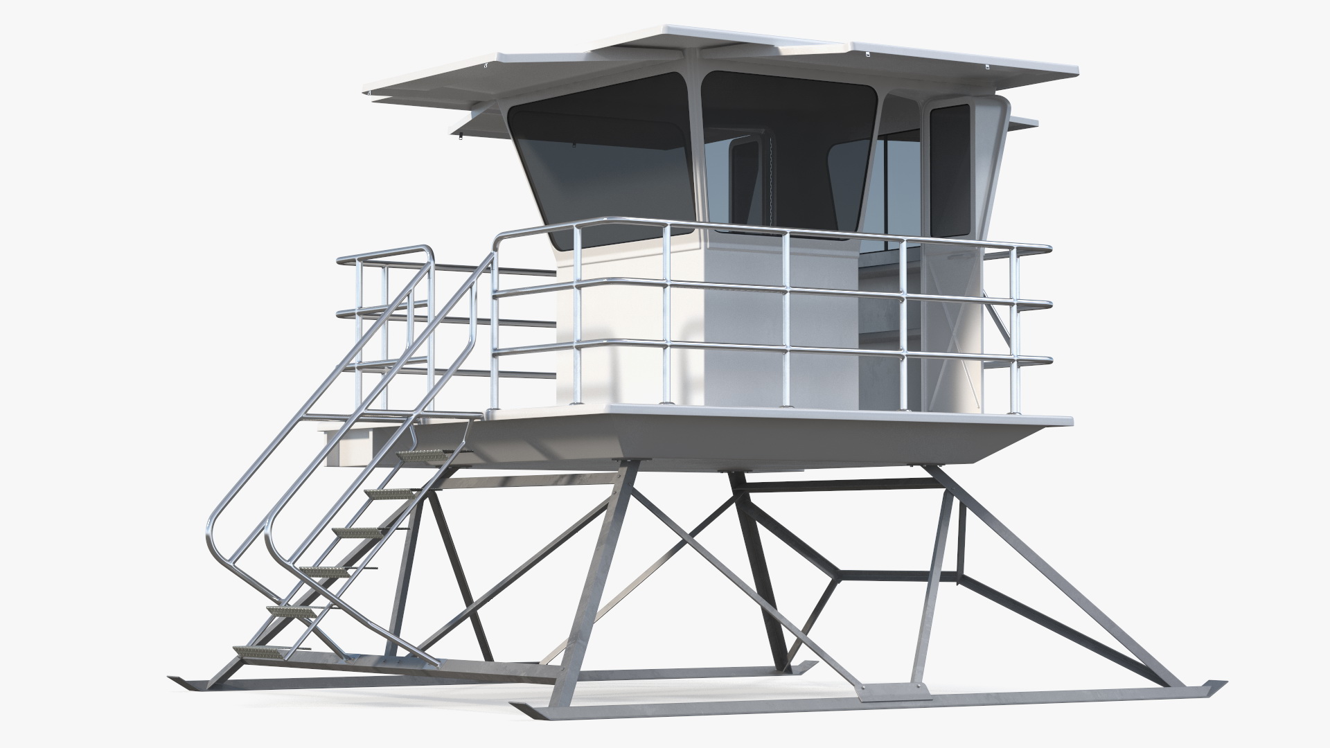 3D White Lifeguard Station model
