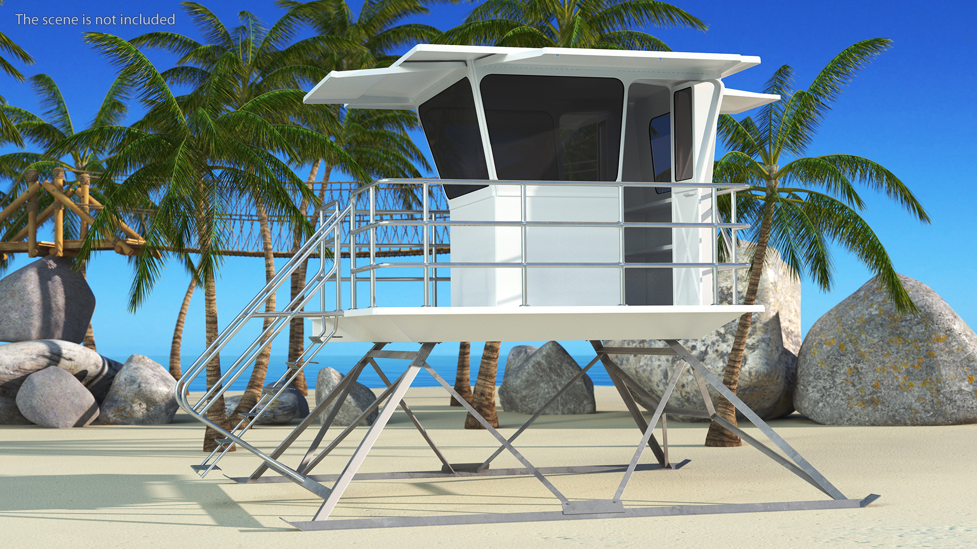 3D White Lifeguard Station model