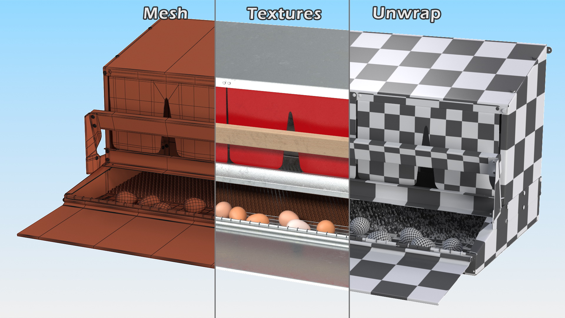 Large Reversible Rollaway Nest Box with Eggs 3D model