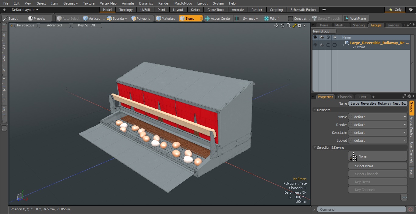 Large Reversible Rollaway Nest Box with Eggs 3D model