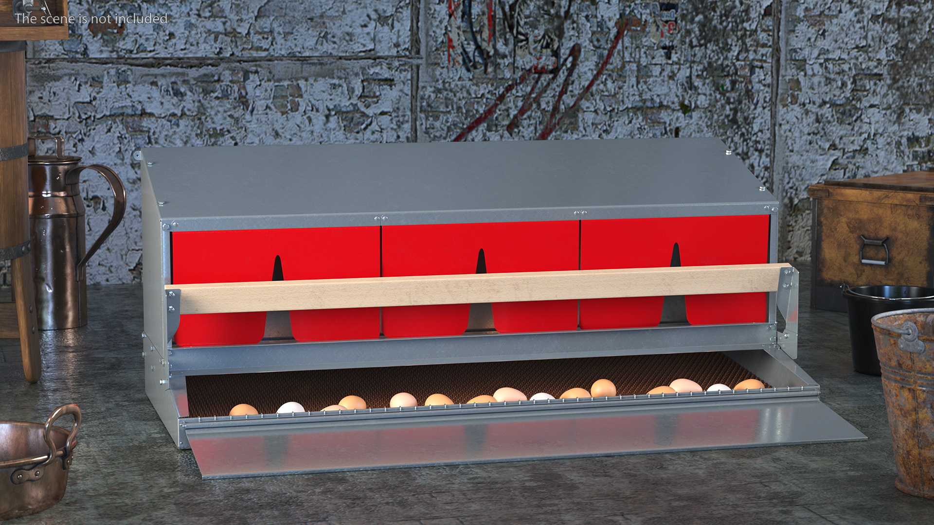 Large Reversible Rollaway Nest Box with Eggs 3D model