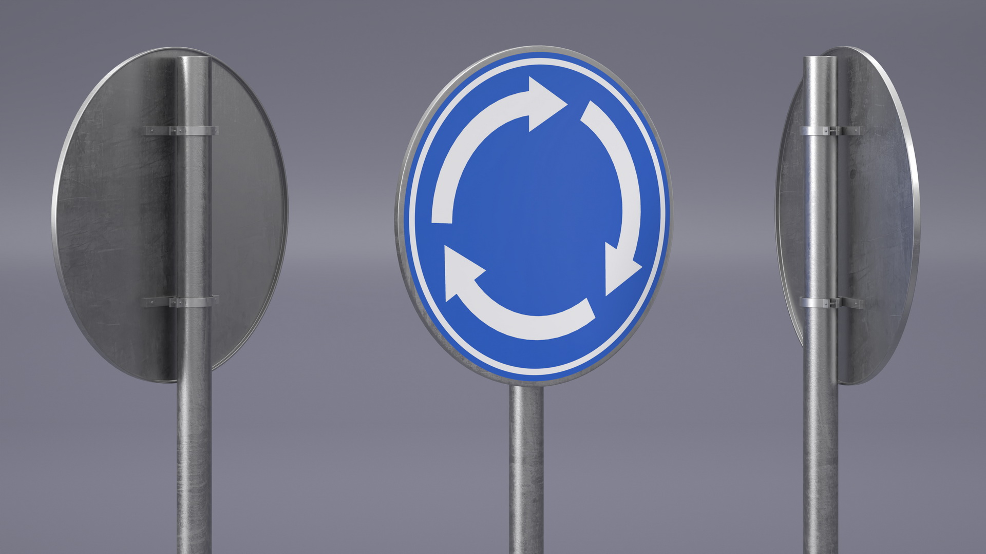 3D model Road Sign Roundabout