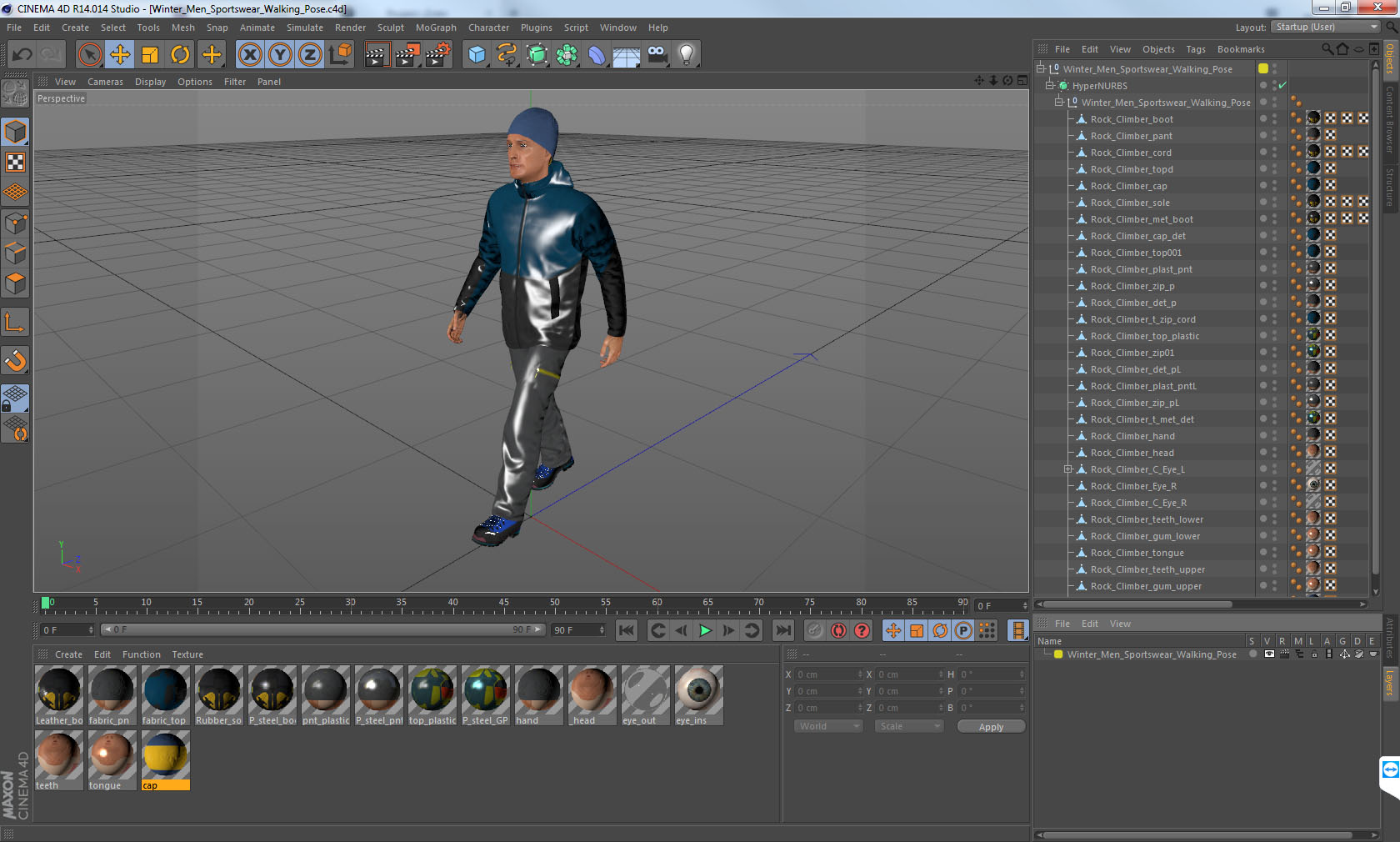 Winter Men Sportswear Walking Pose 3D model