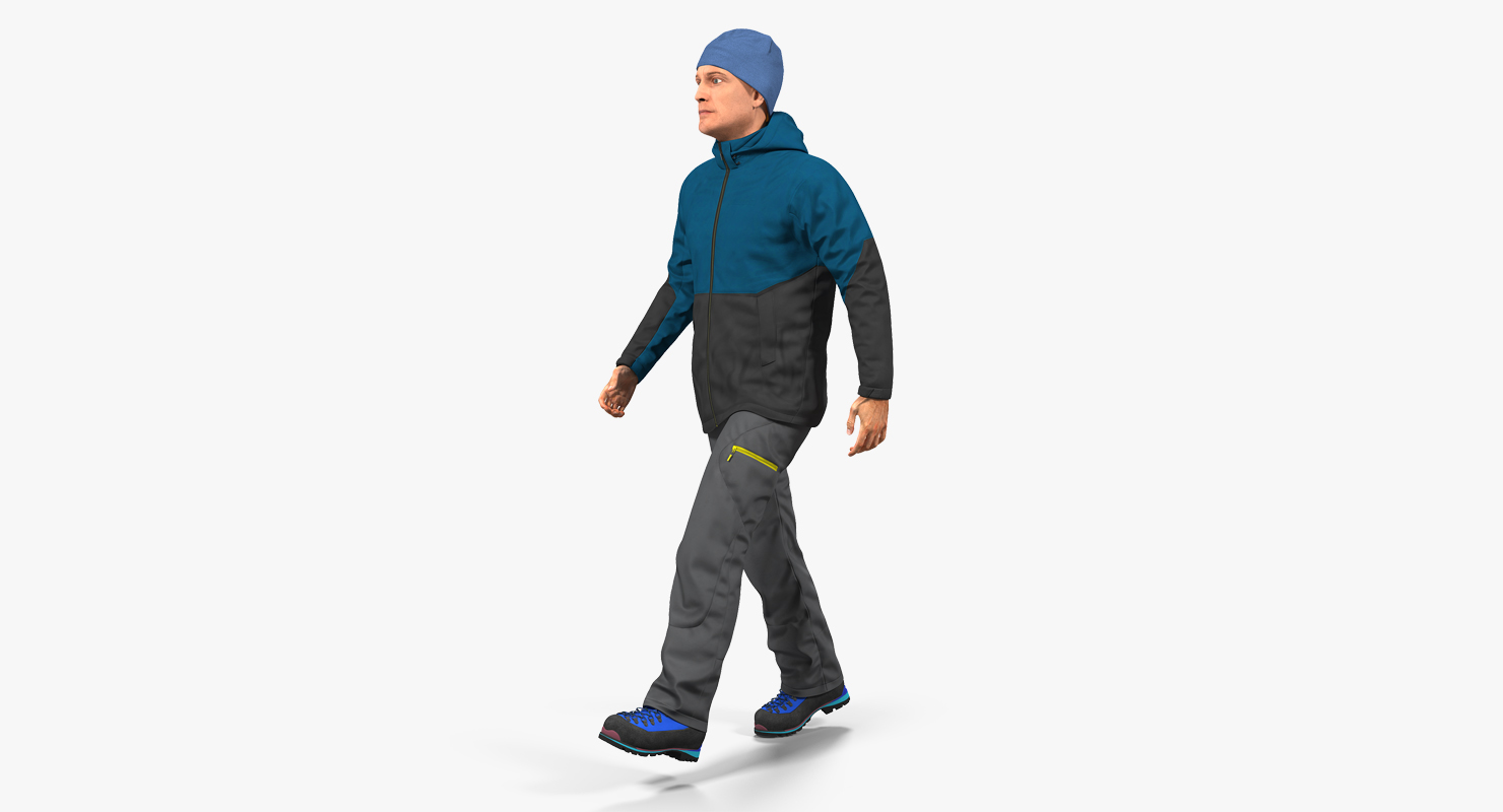Winter Men Sportswear Walking Pose 3D model