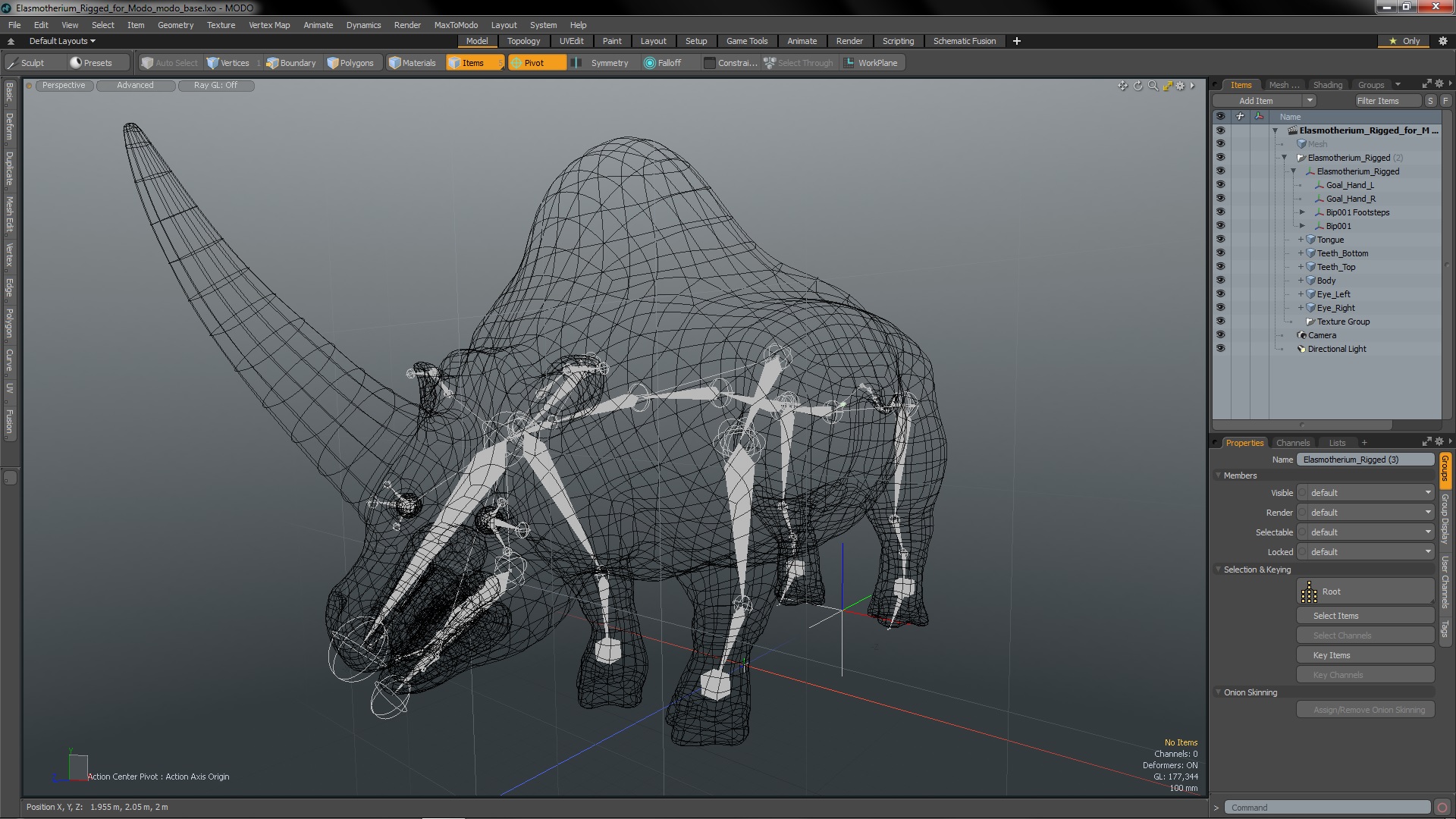 Elasmotherium Rigged for Modo 3D model