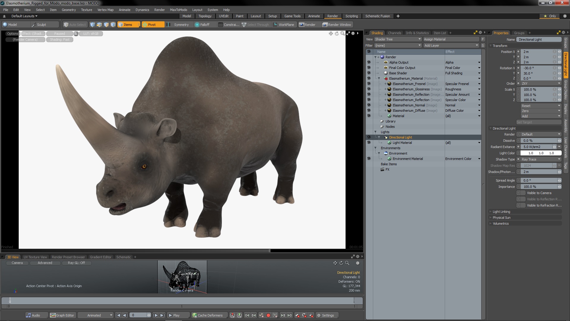 Elasmotherium Rigged for Modo 3D model