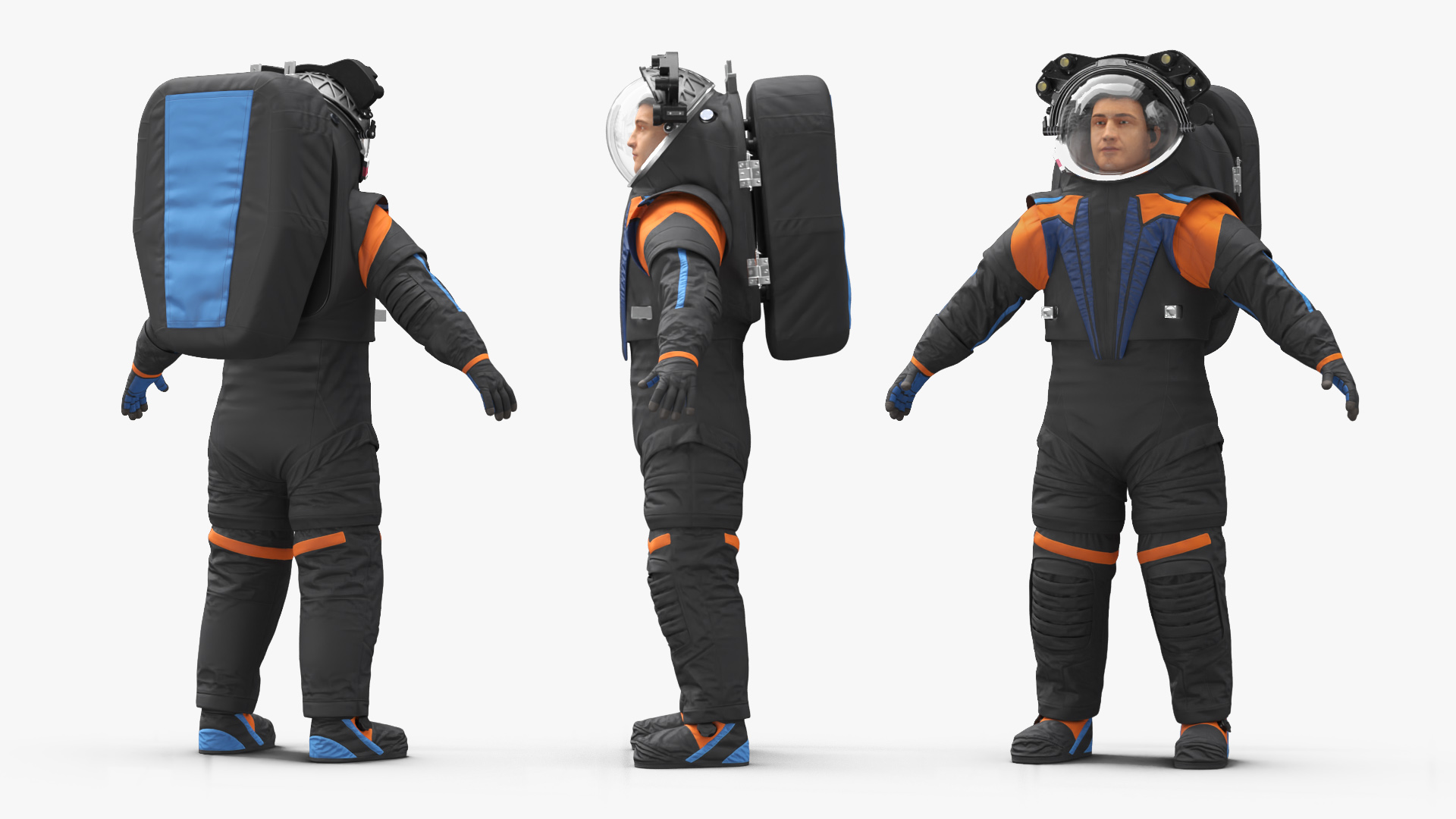 3D model Astronaut Spacesuit A pose Fur
