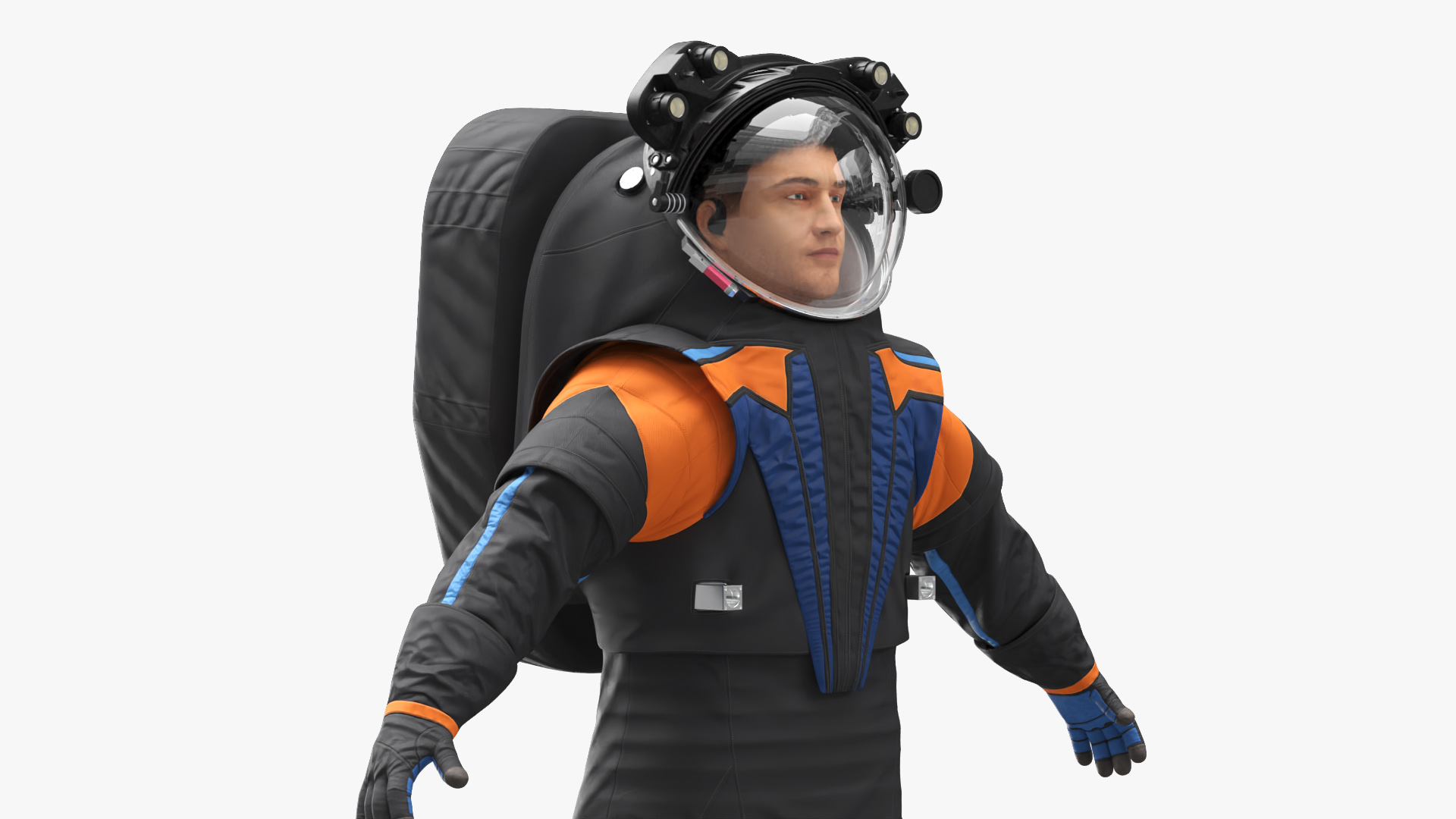 3D model Astronaut Spacesuit A pose Fur