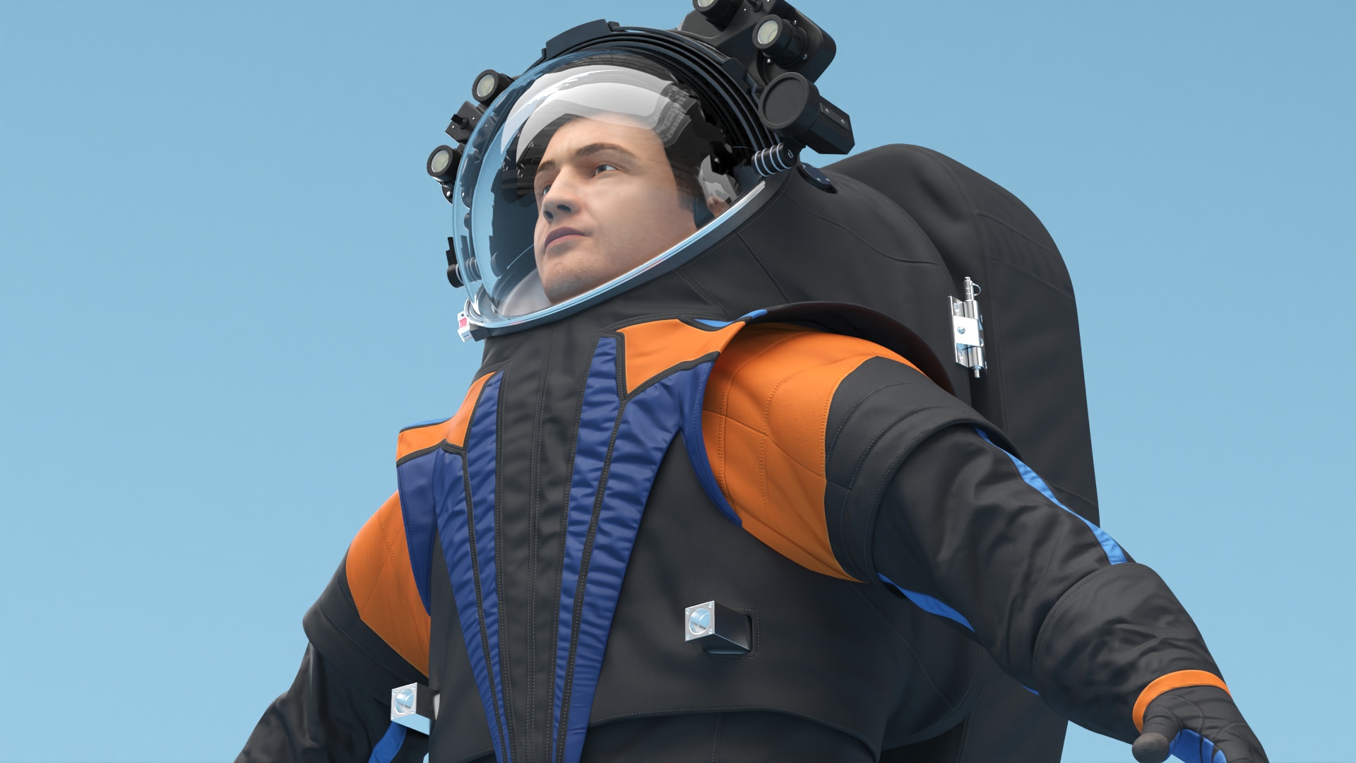 3D model Astronaut Spacesuit A pose Fur