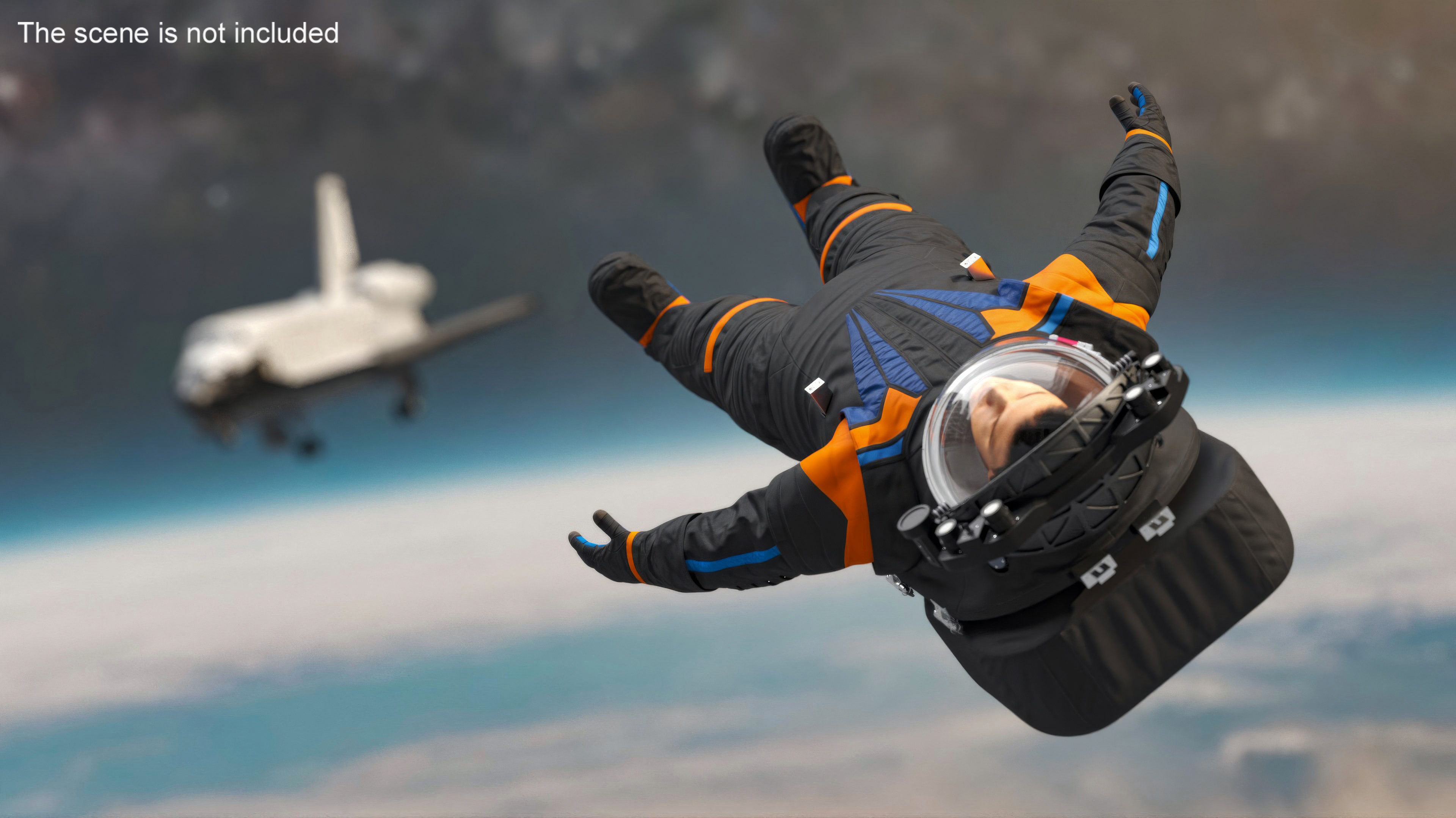 3D model Astronaut Spacesuit A pose Fur