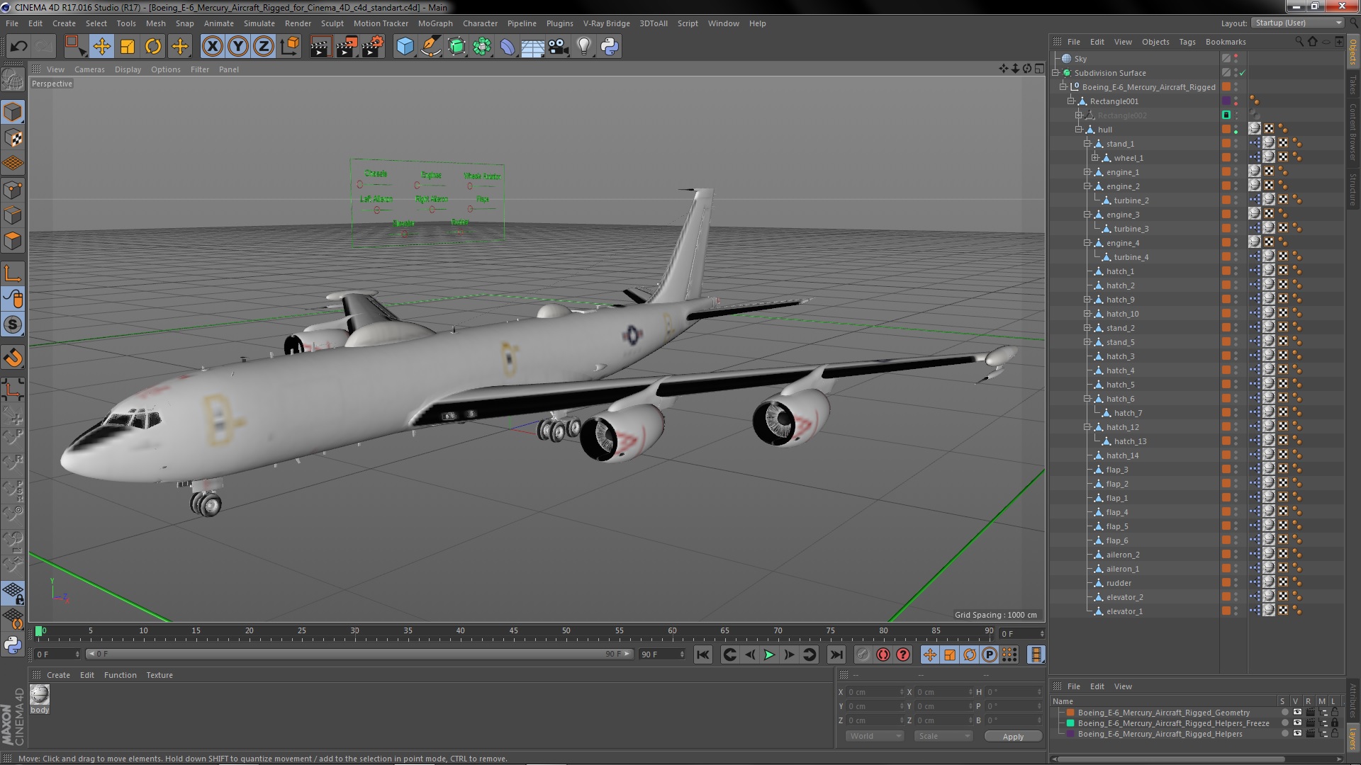 3D Boeing E-6 Mercury Aircraft Rigged for Cinema 4D model