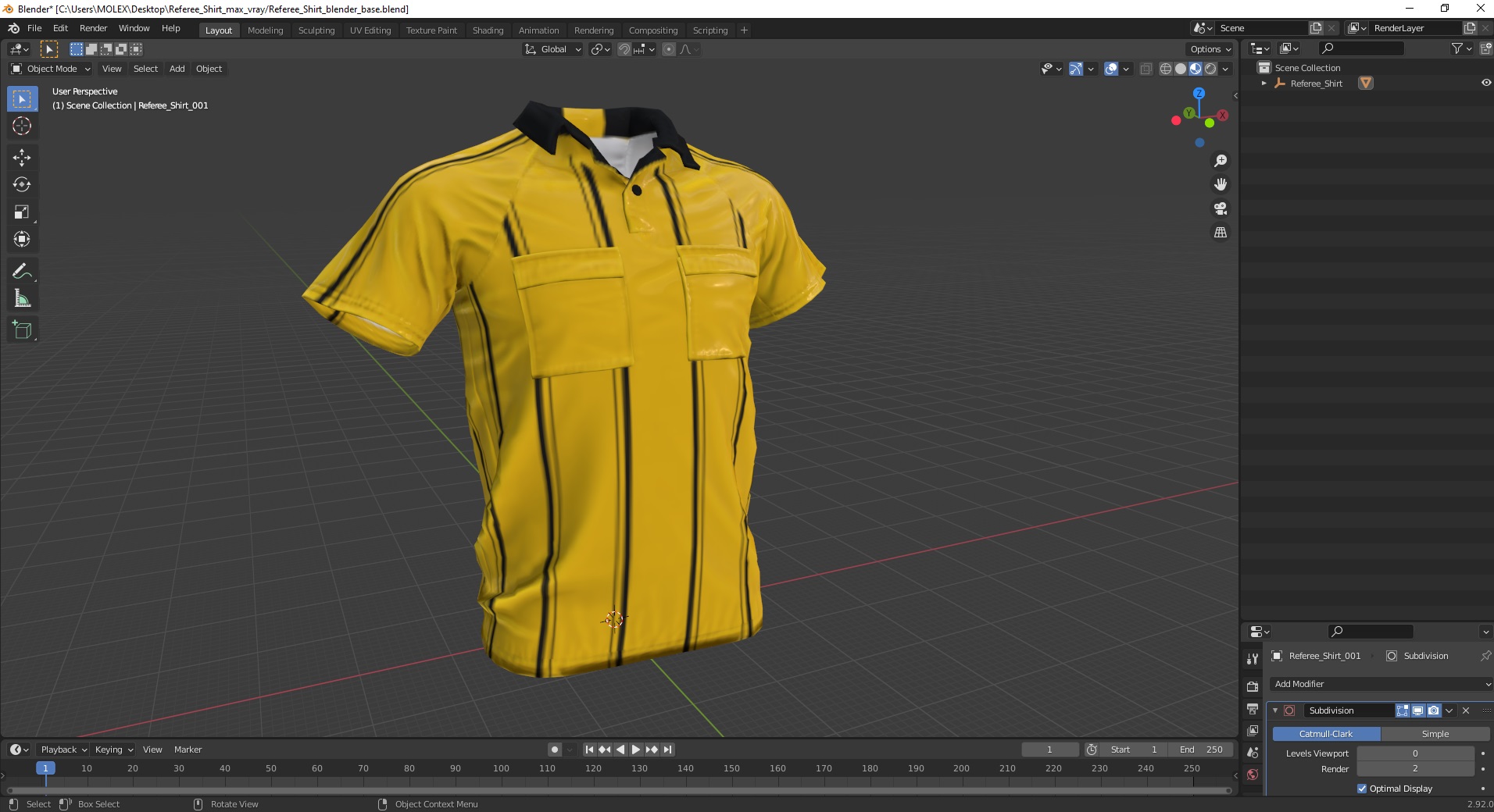 3D Referee Shirt model