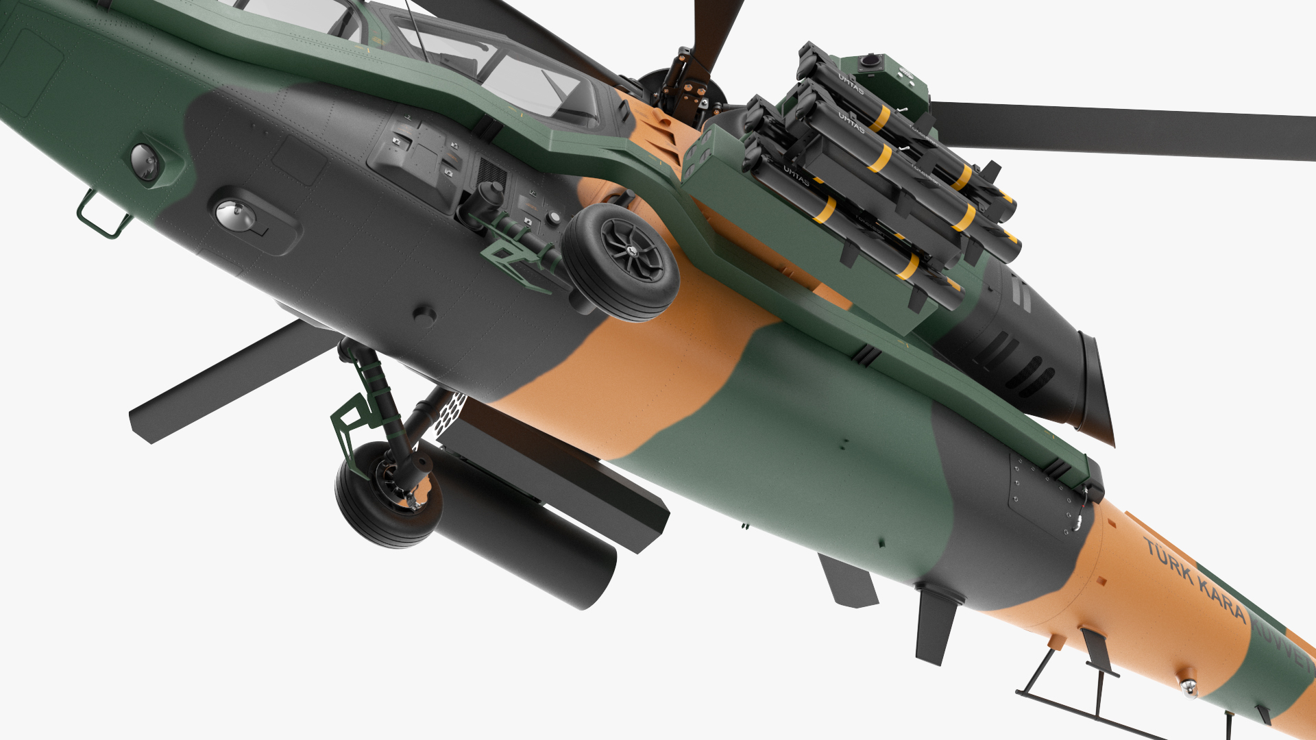 T129 ATAK Green Helicopter Rigged for Cinema 4D 3D