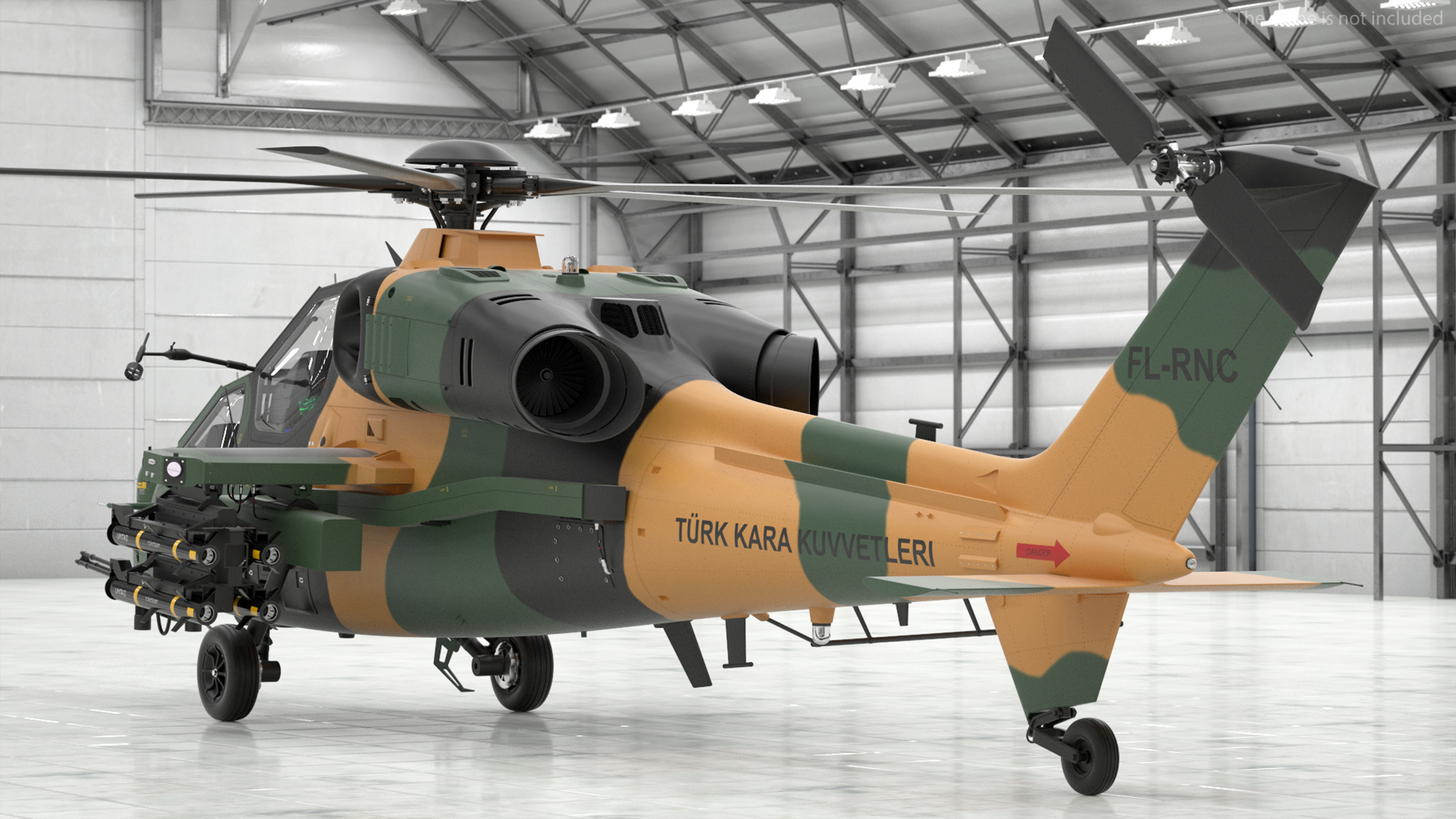 T129 ATAK Green Helicopter Rigged for Cinema 4D 3D