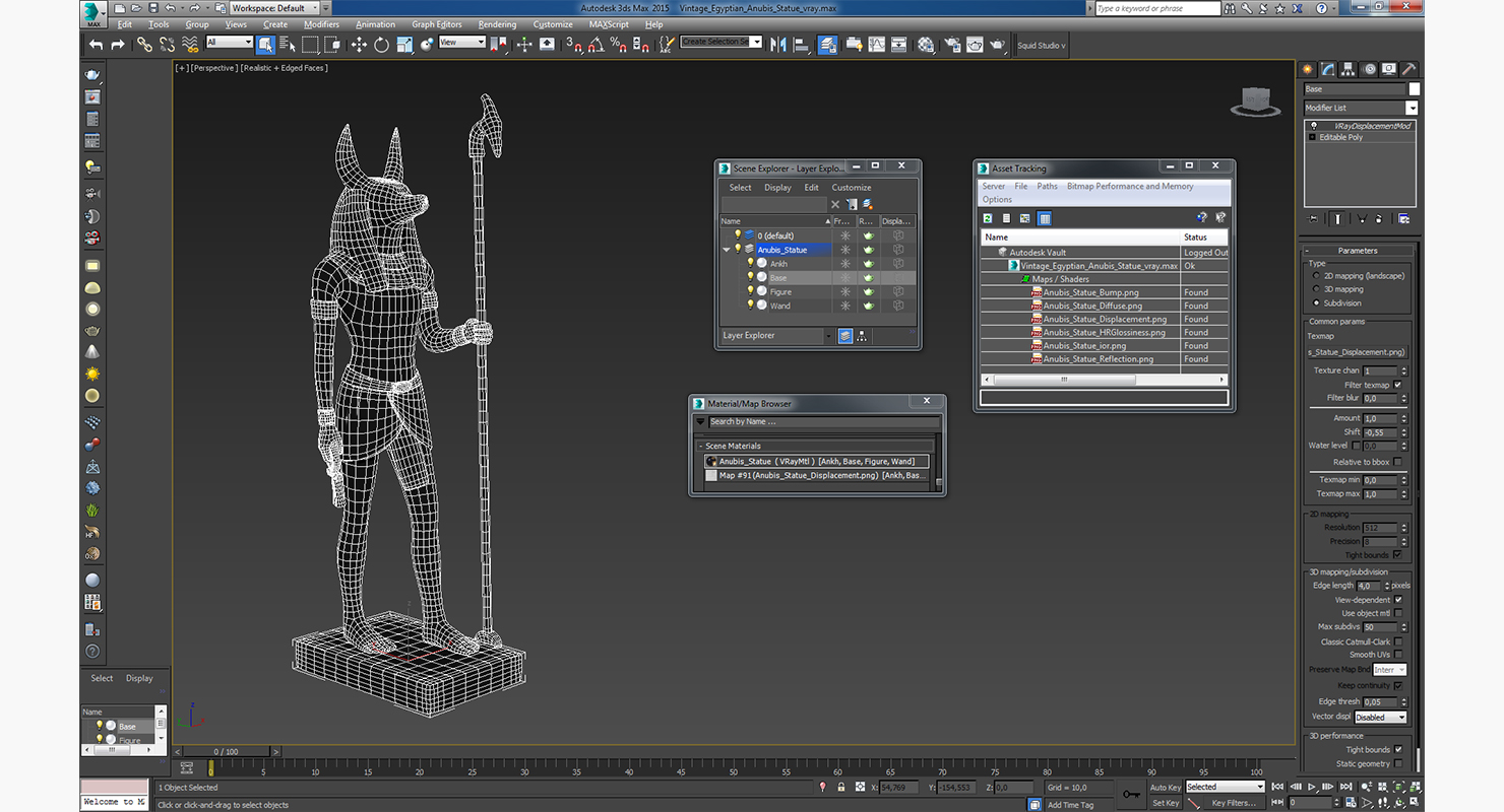 3D model Vintage Egyptian Anubis Statue