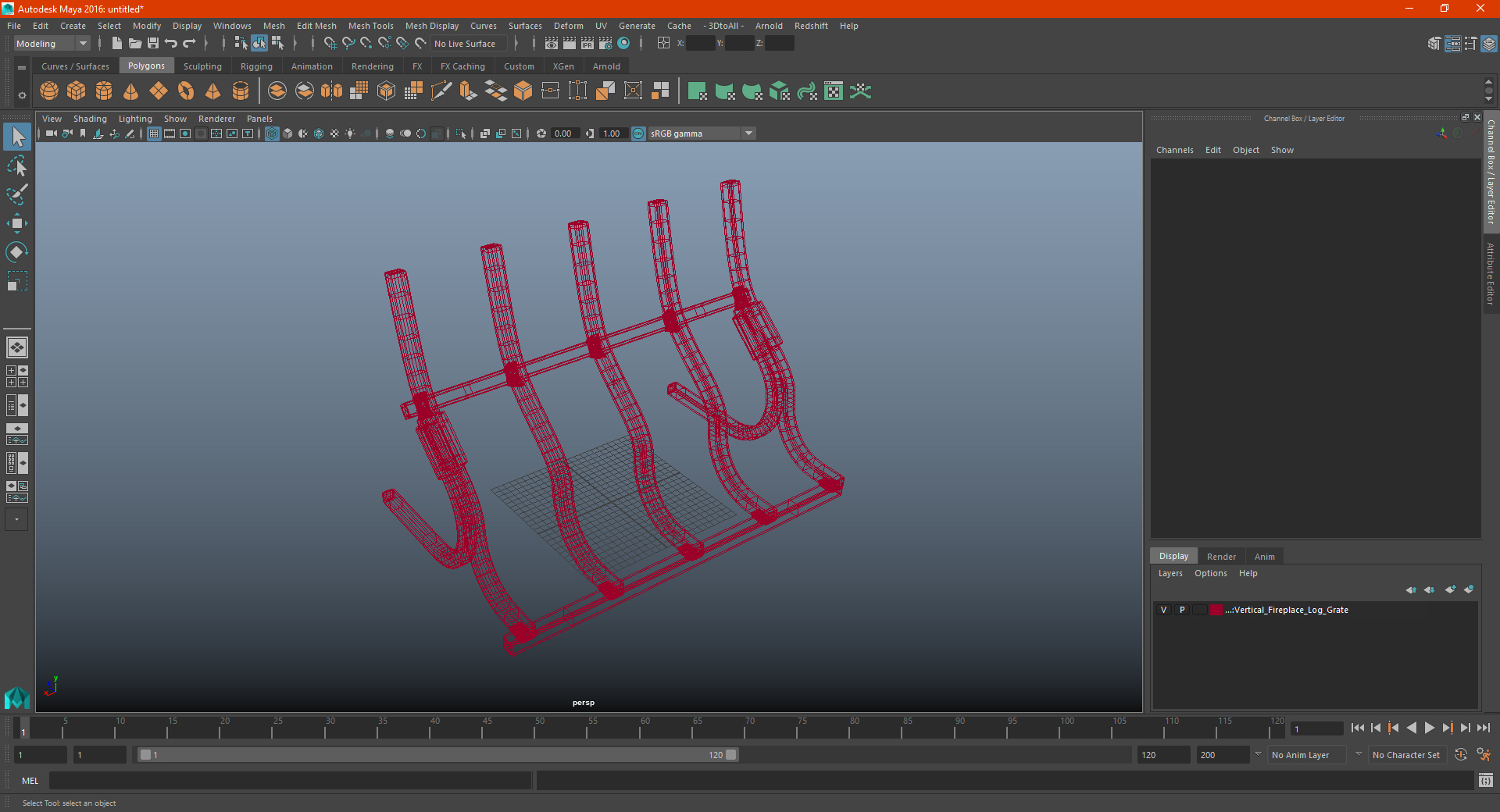 3D Vertical Fireplace Log Grate model