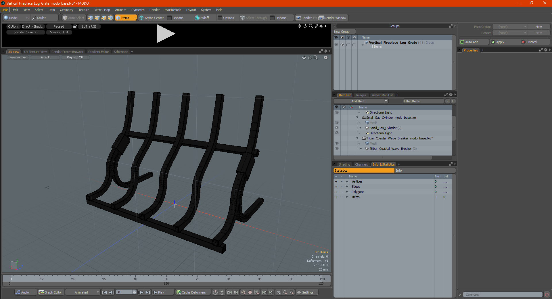 3D Vertical Fireplace Log Grate model