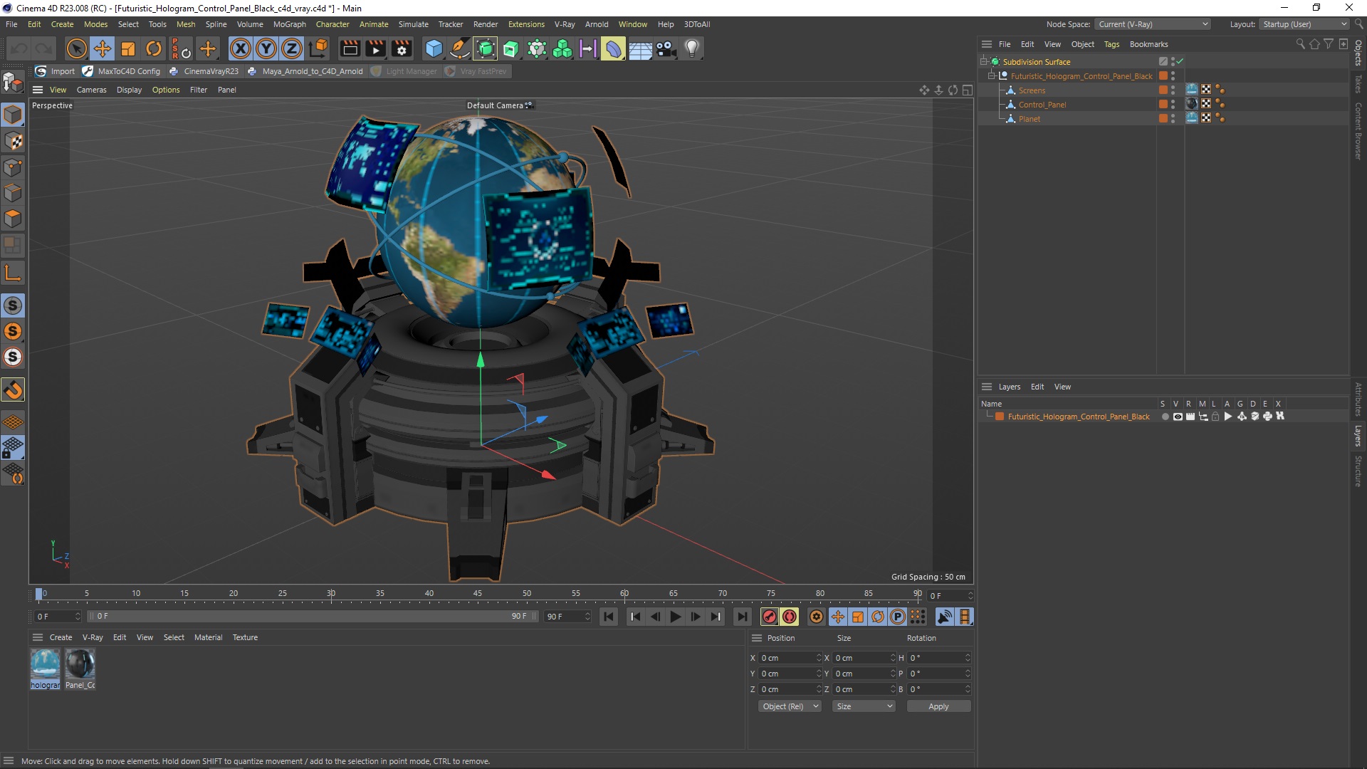 Futuristic Hologram Control Panel Black 3D model