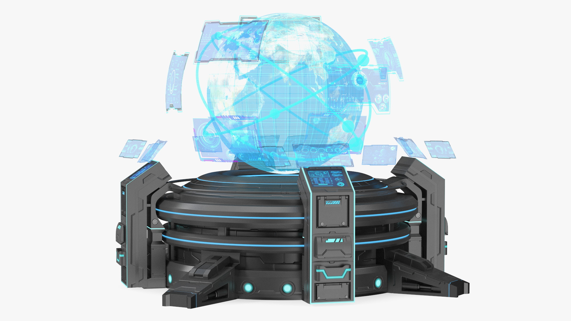 Futuristic Hologram Control Panel Black 3D model