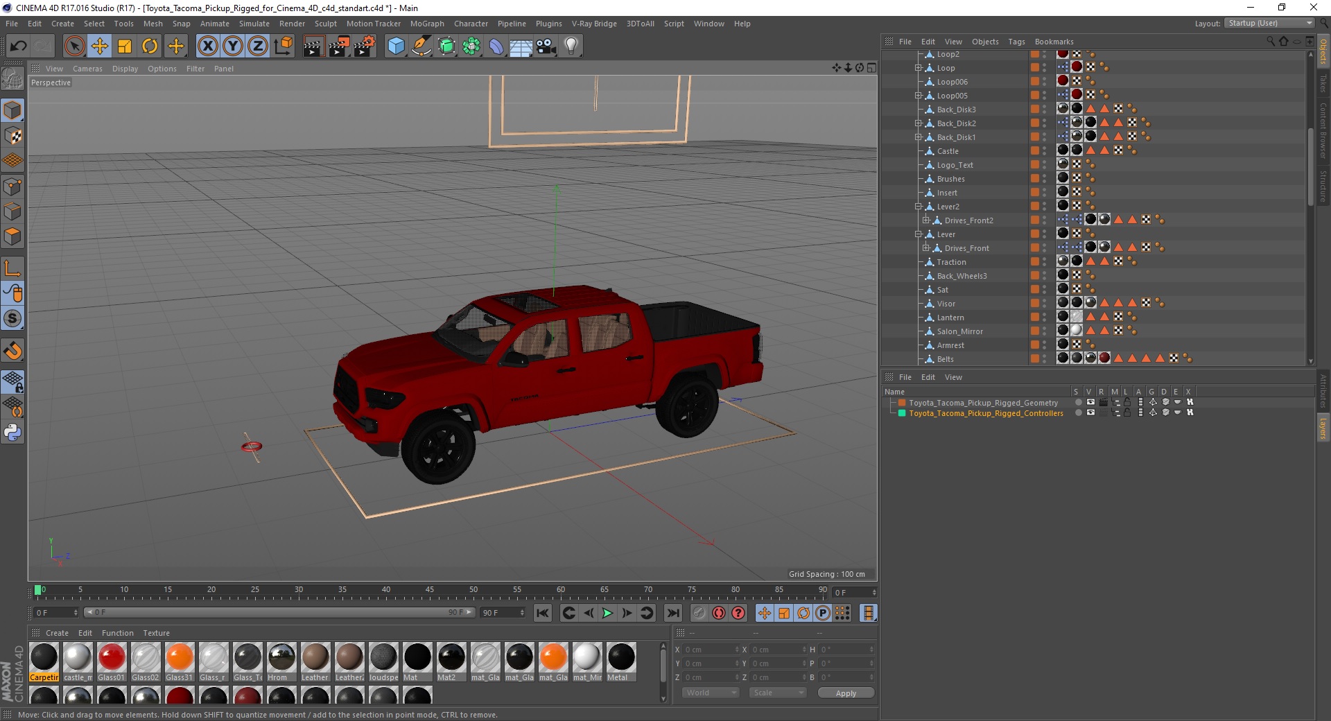 3D Toyota Tacoma Pickup Rigged for Cinema 4D