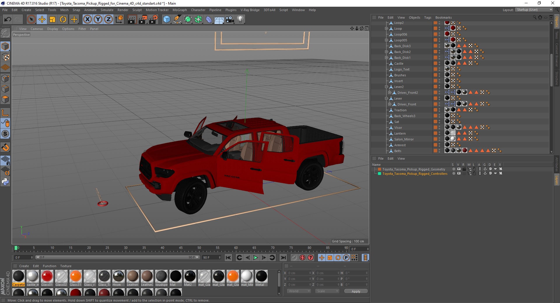 3D Toyota Tacoma Pickup Rigged for Cinema 4D