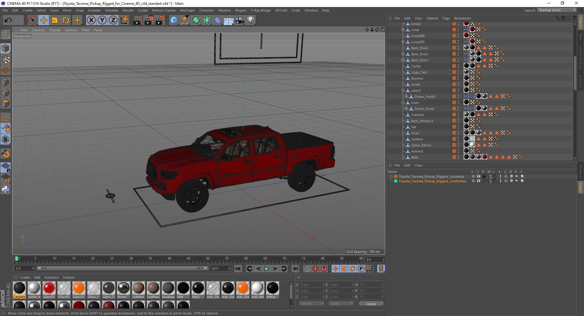 3D Toyota Tacoma Pickup Rigged for Cinema 4D