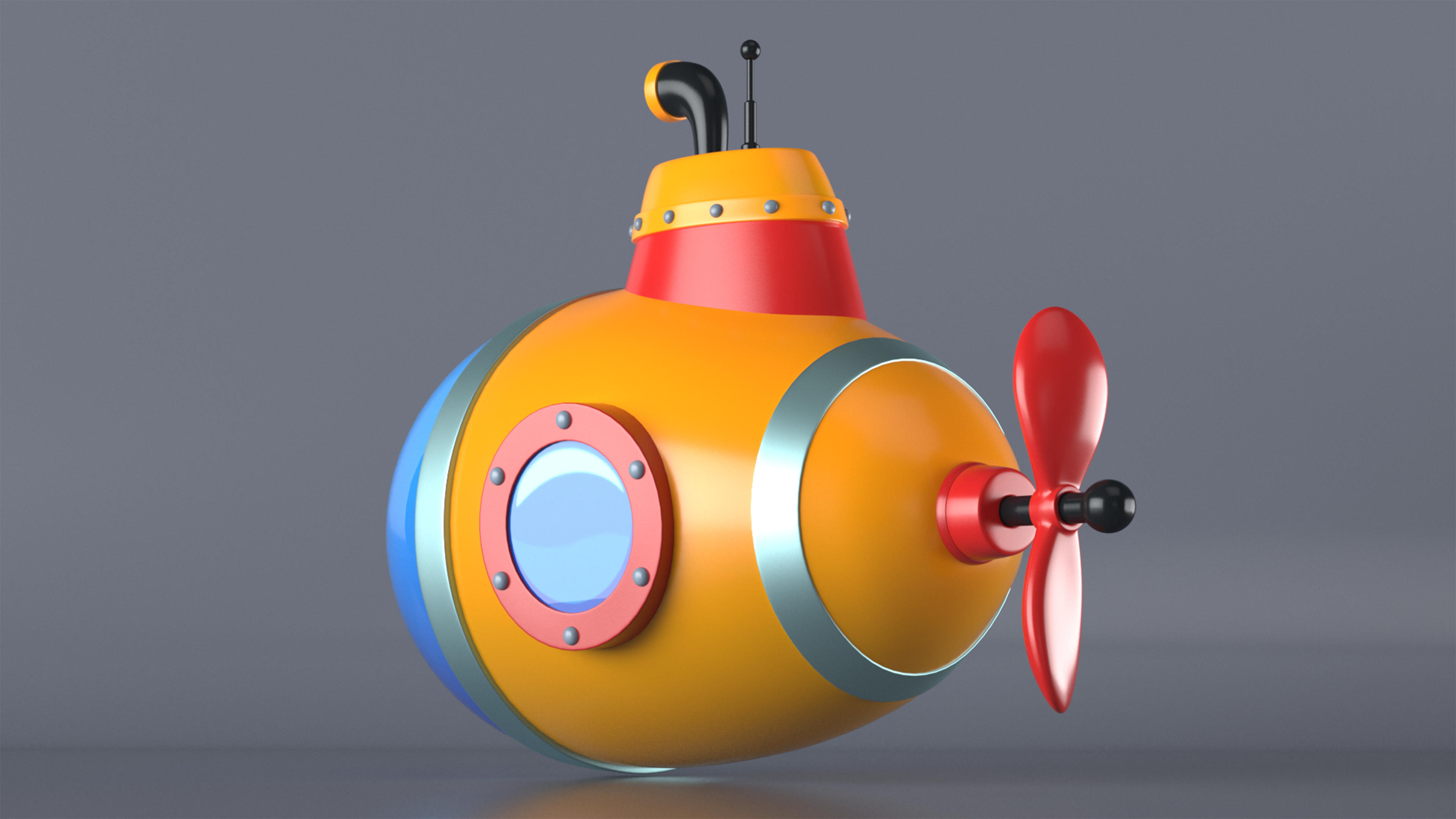 3D model Cartoon Style Submarine Yellow