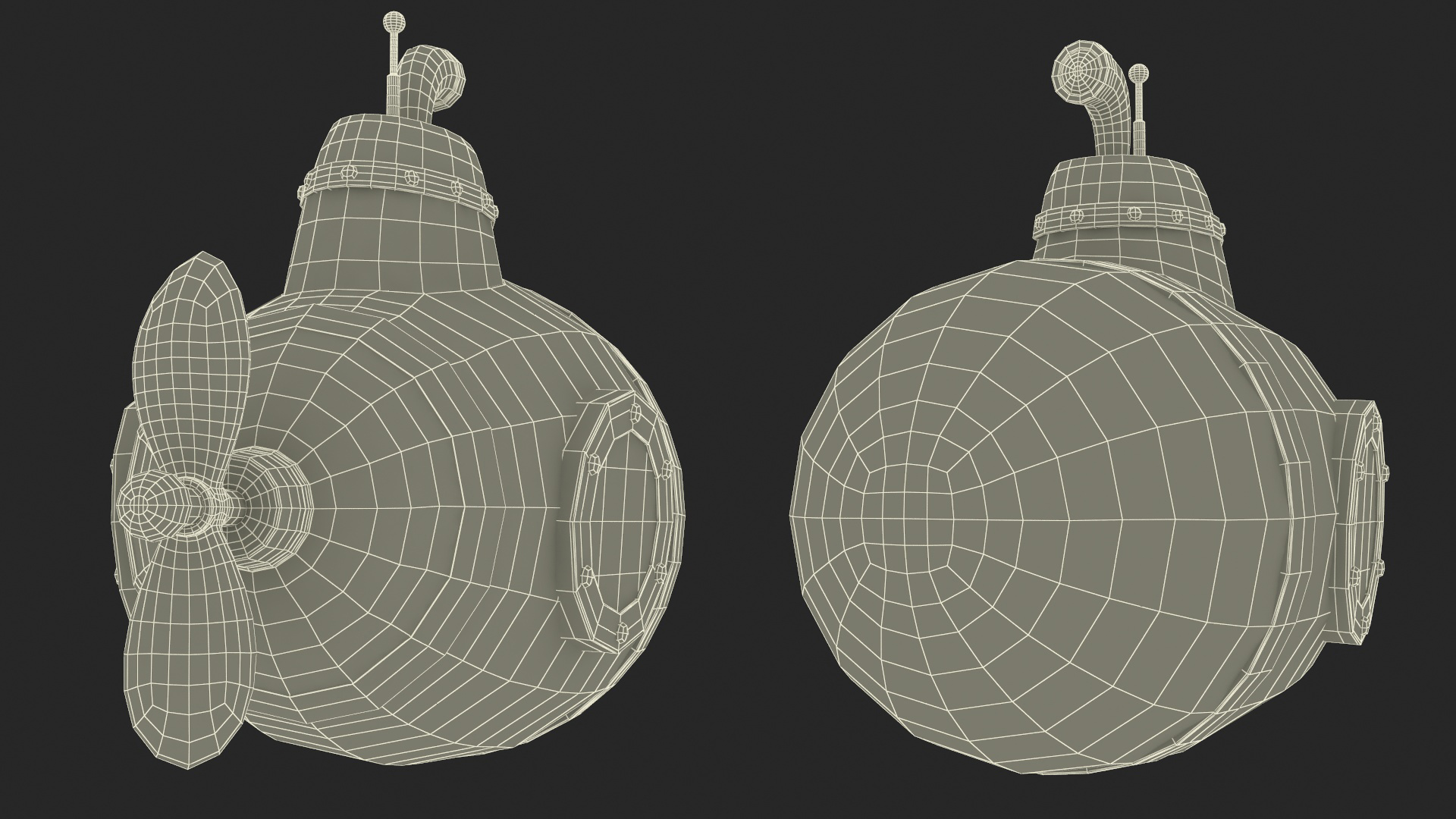 3D model Cartoon Style Submarine Yellow