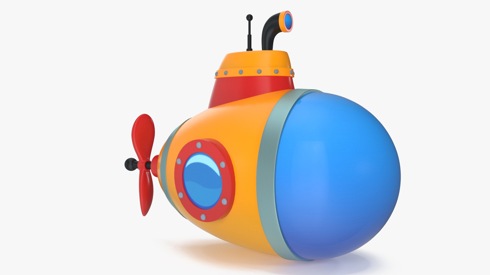 3D model Cartoon Style Submarine Yellow