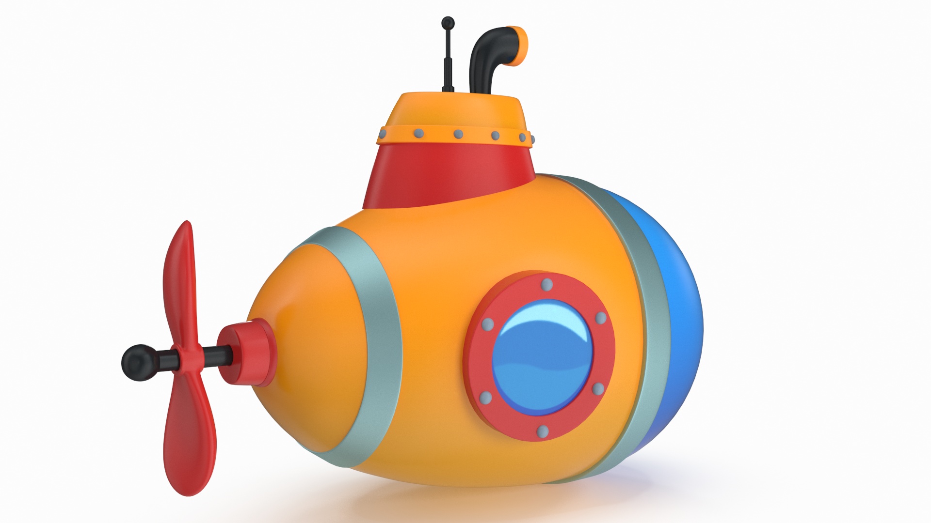 3D model Cartoon Style Submarine Yellow