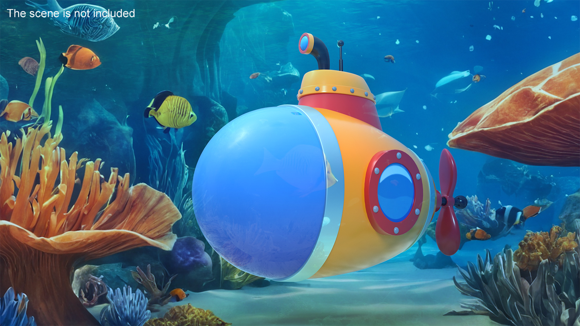 3D model Cartoon Style Submarine Yellow