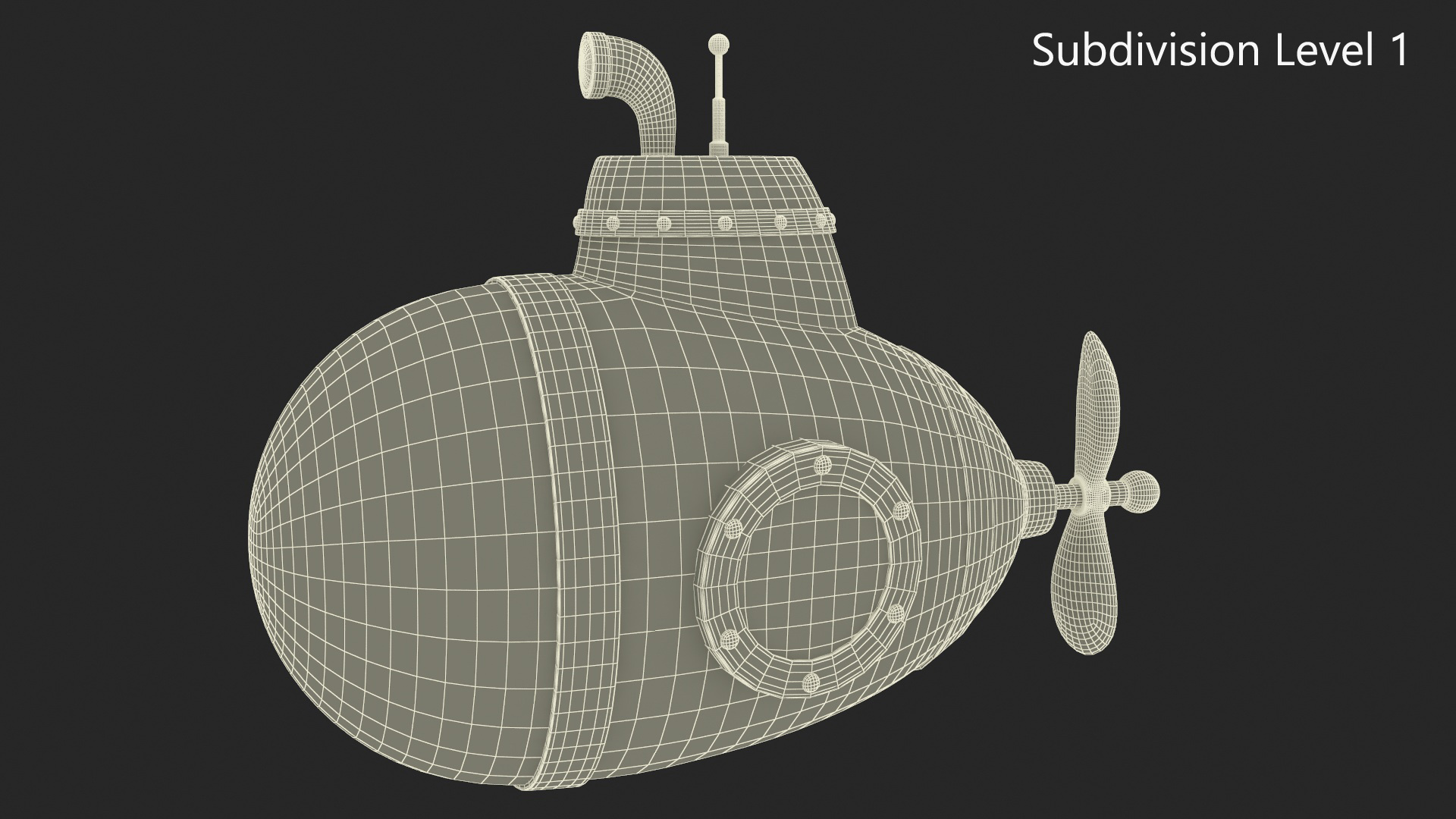 3D model Cartoon Style Submarine Yellow