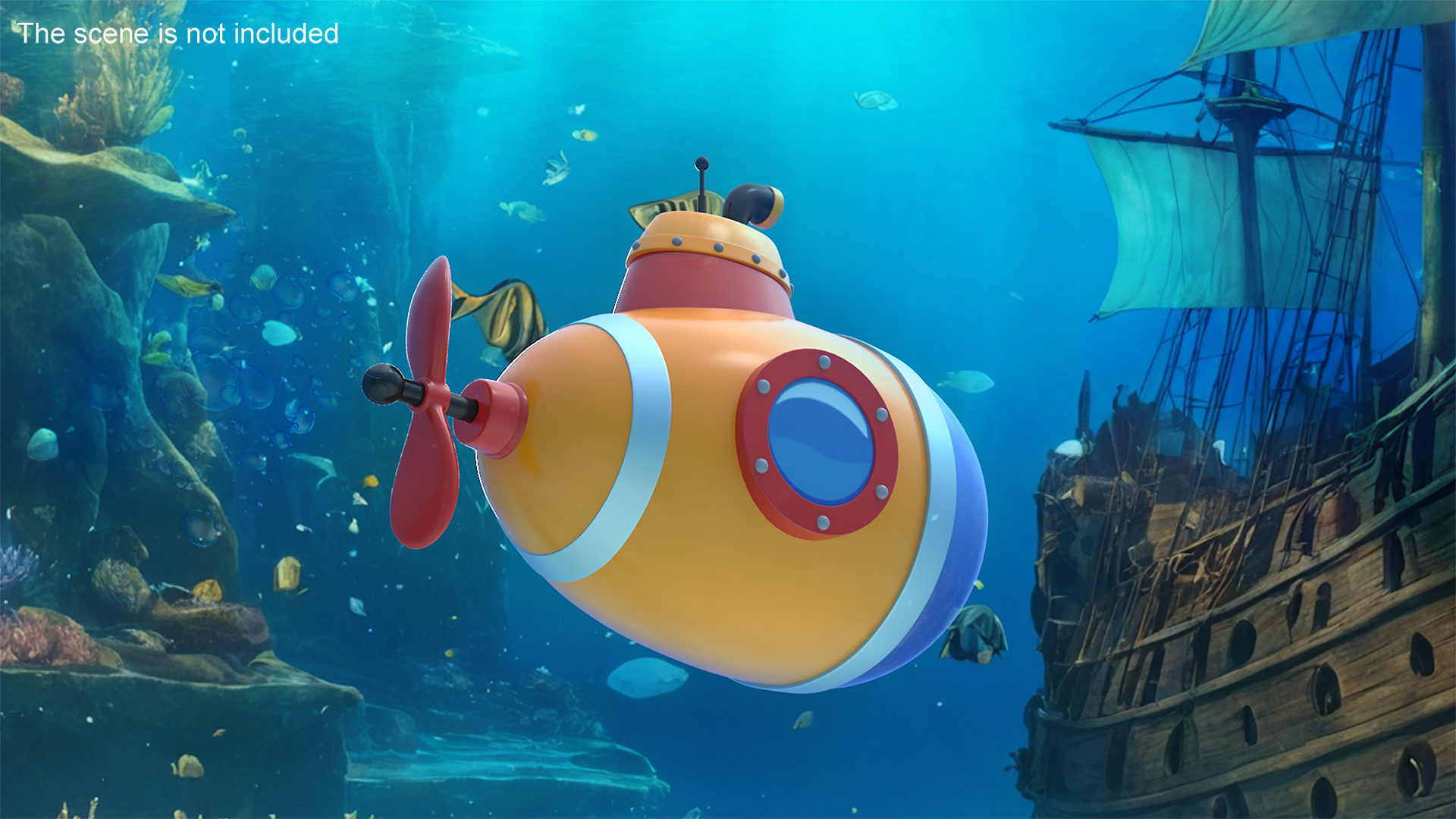 3D model Cartoon Style Submarine Yellow