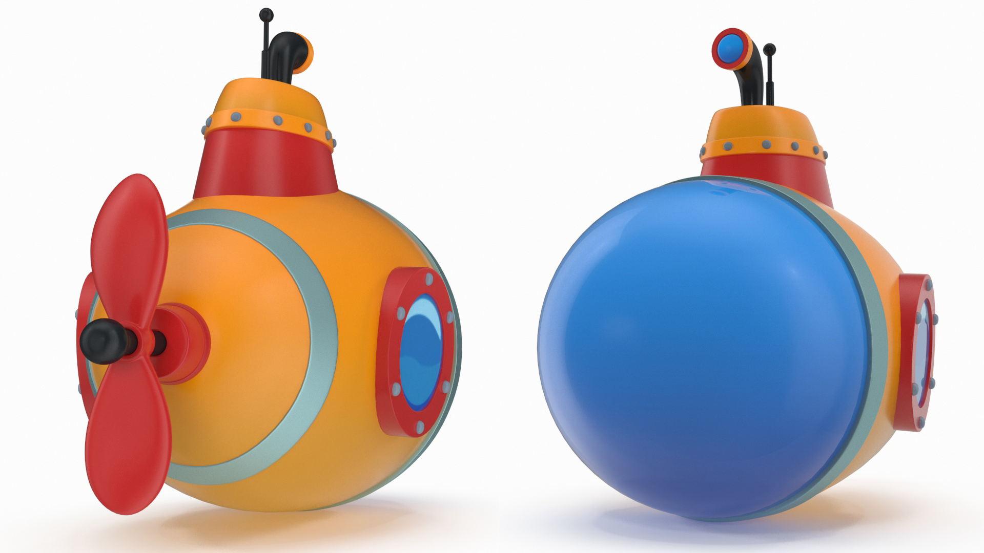 3D model Cartoon Style Submarine Yellow