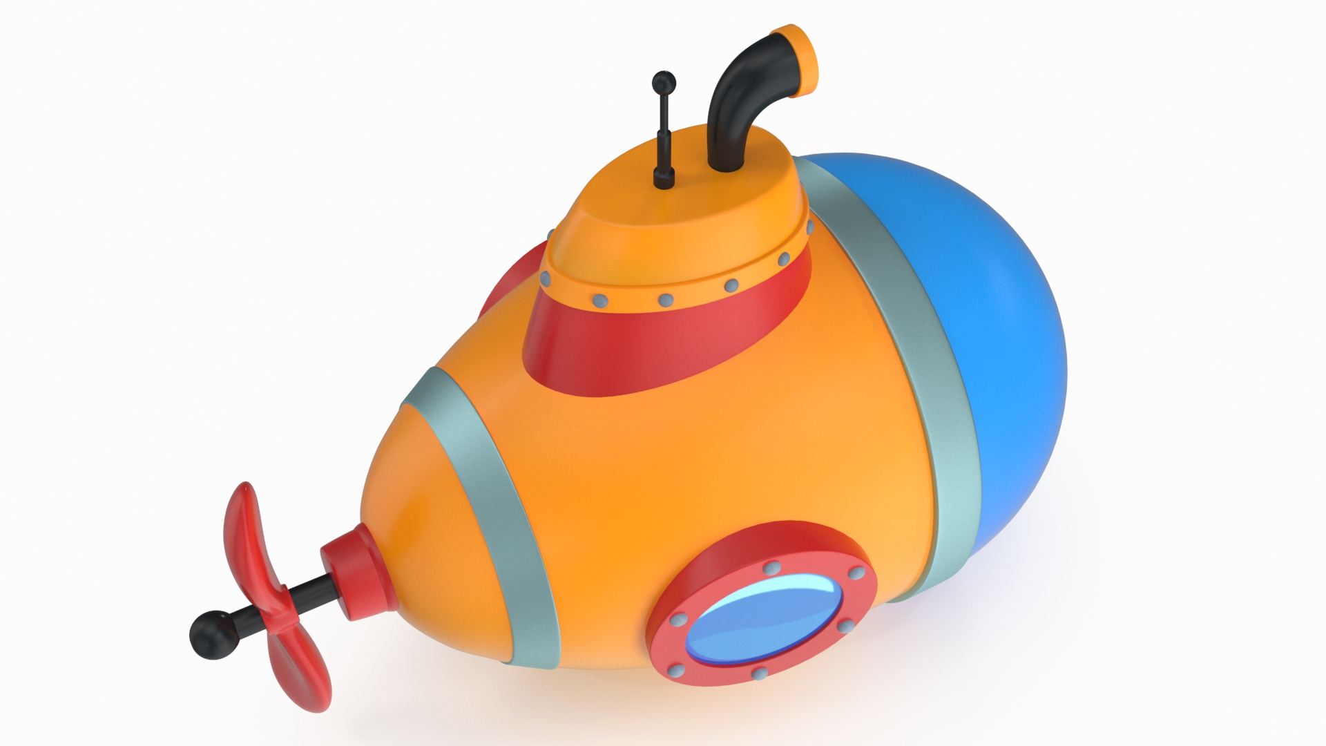 3D model Cartoon Style Submarine Yellow