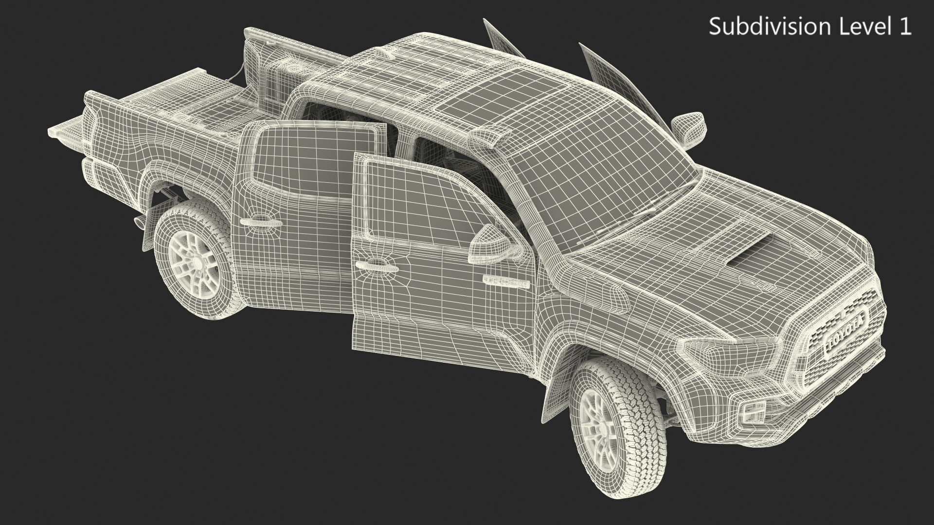 3D Toyota Tacoma TRD Pro Silver Sky Metallic 2021 Rigged model