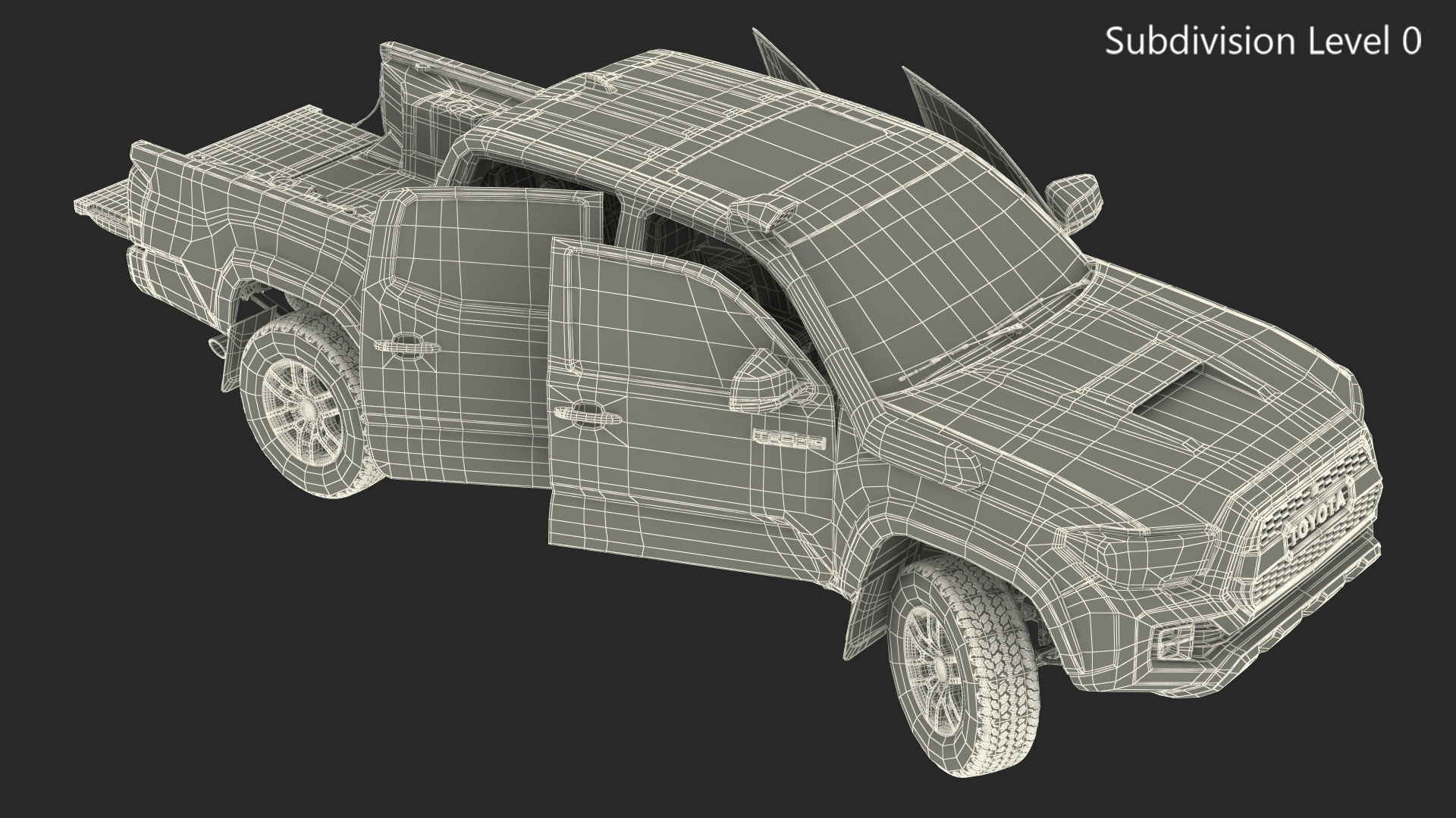 3D Toyota Tacoma TRD Pro Silver Sky Metallic 2021 Rigged model