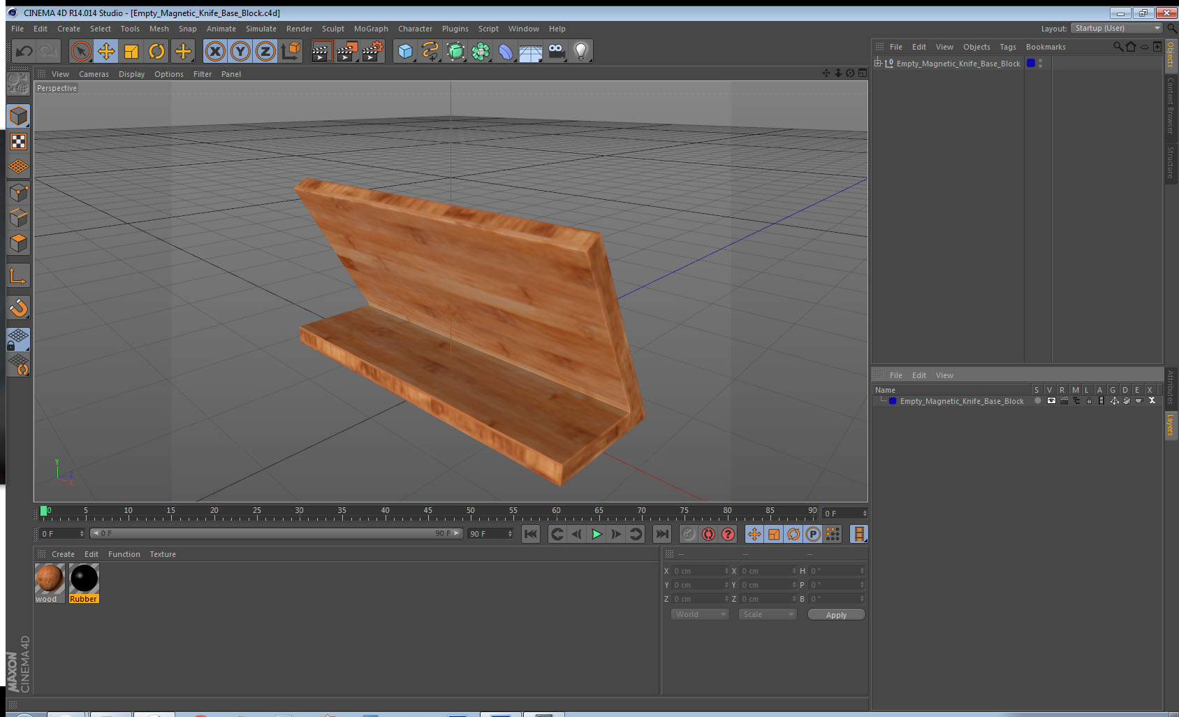 3D Empty Magnetic Knife Base Block