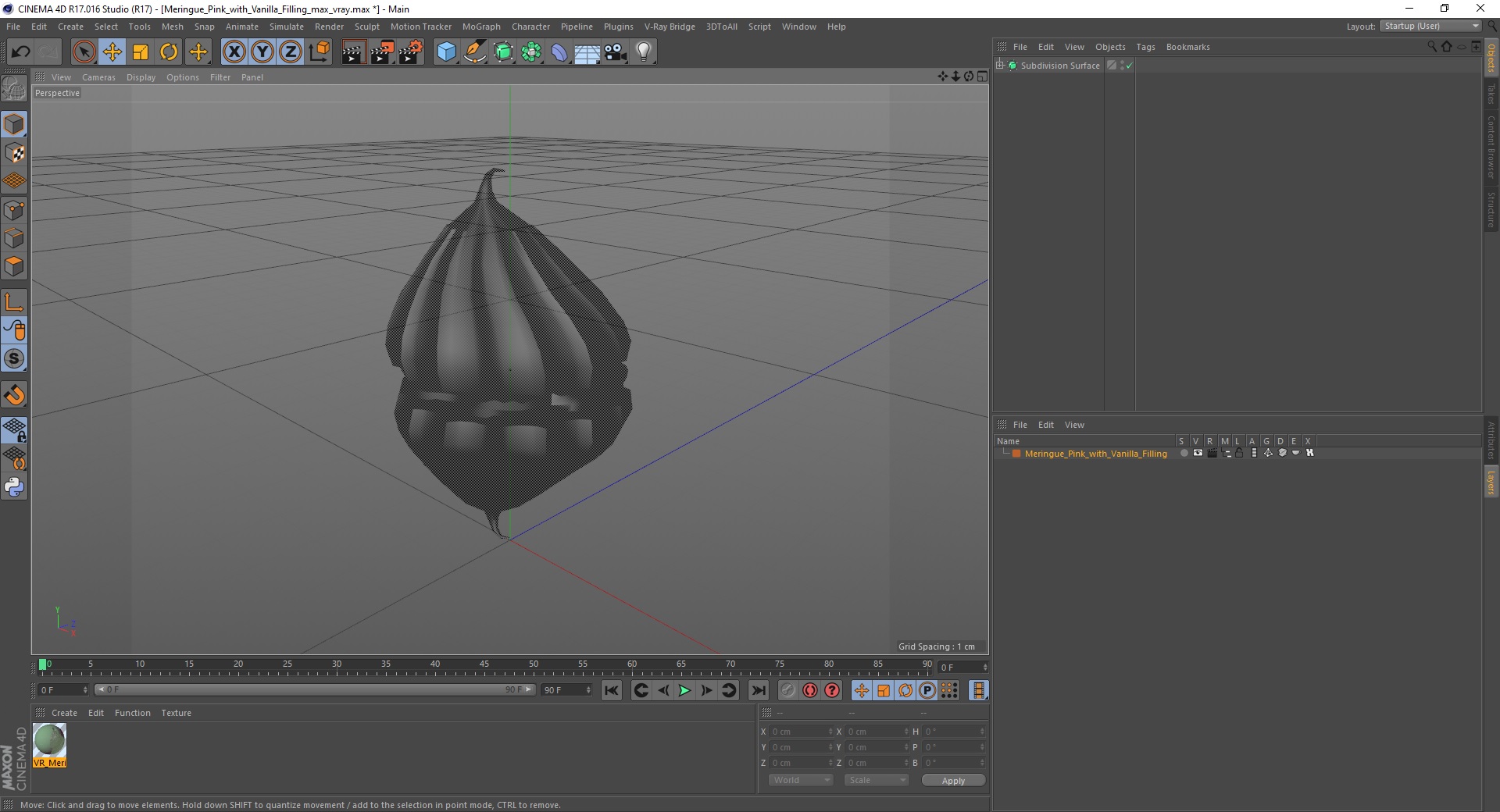 Meringue Pink with Vanilla Filling 3D model