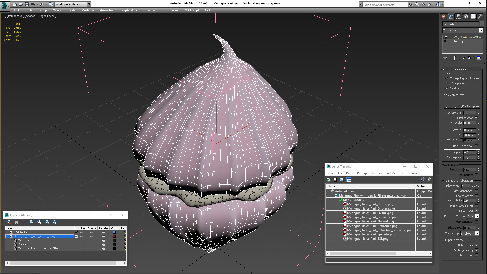 Meringue Pink with Vanilla Filling 3D model