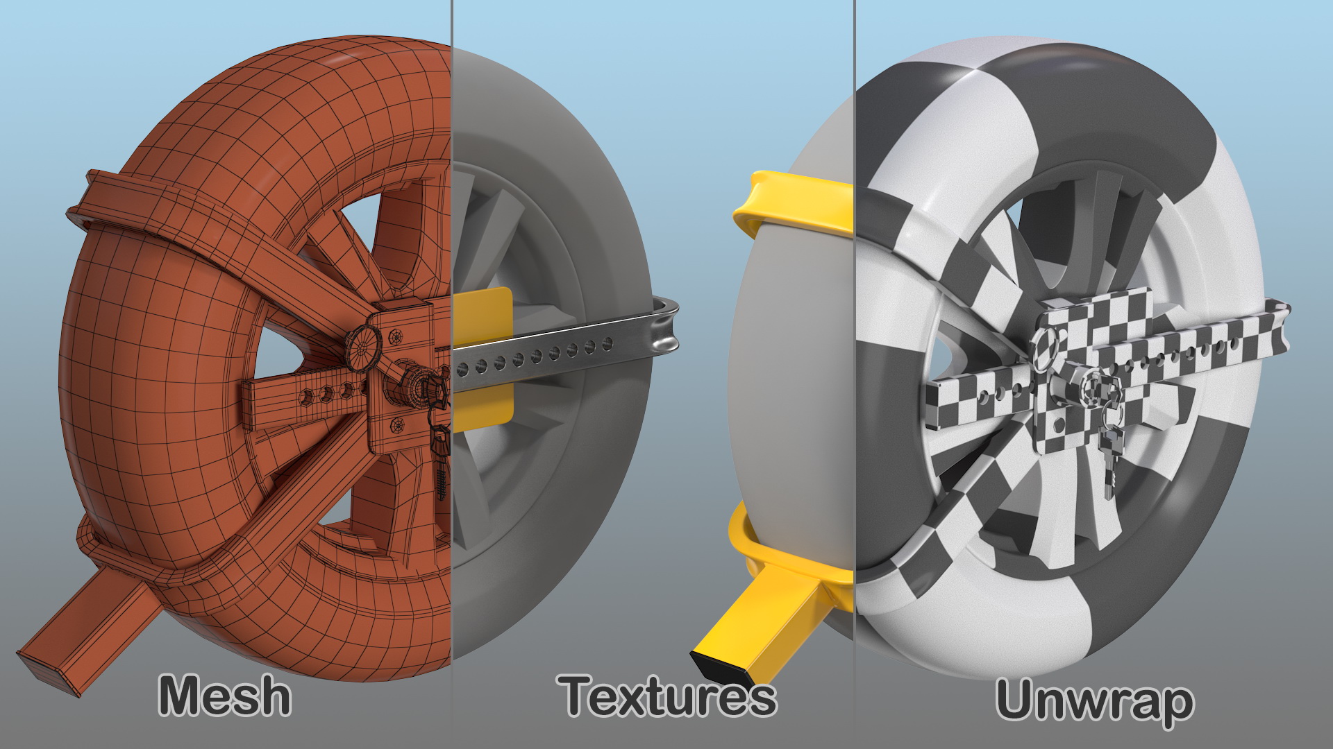 Security Anti Theft Lock with Keys 3D model