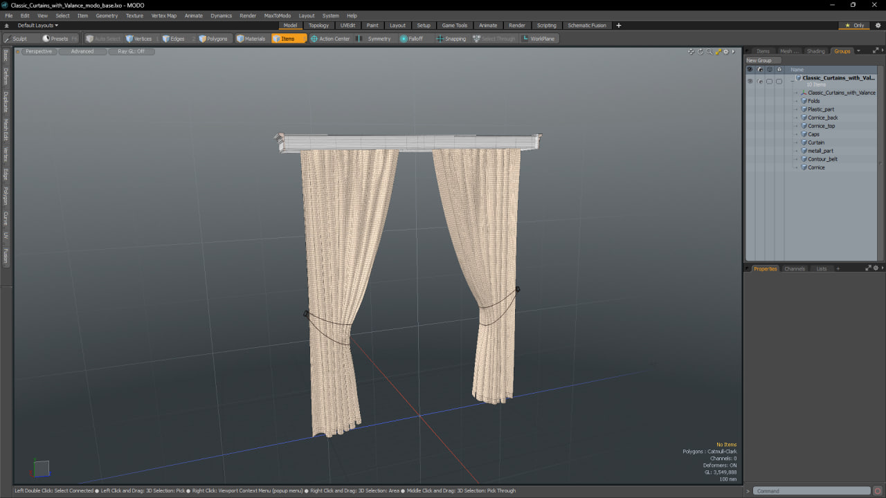 Classic Curtains with Valance 3D model