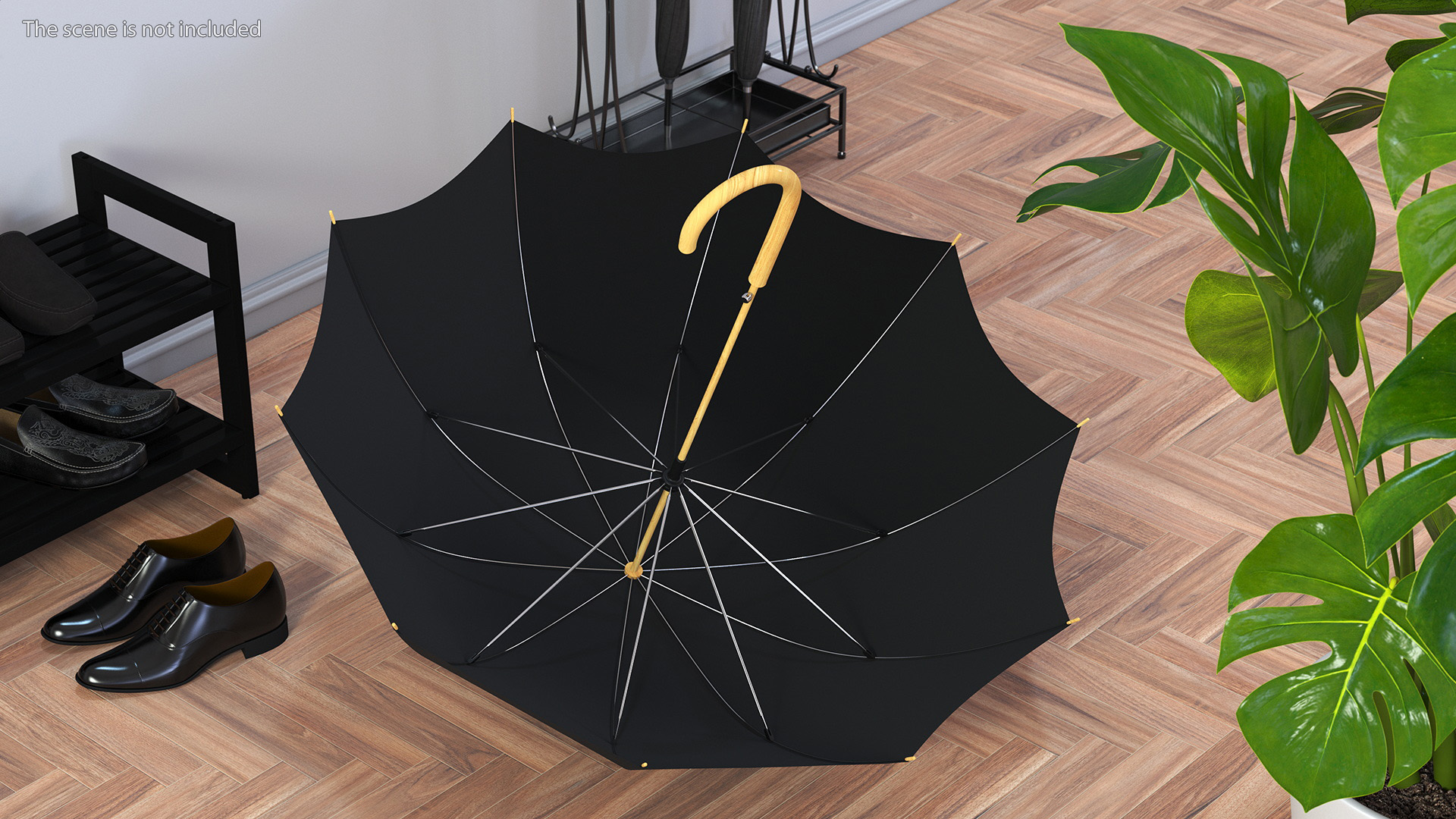 Auto Open Black Umbrella 3D model