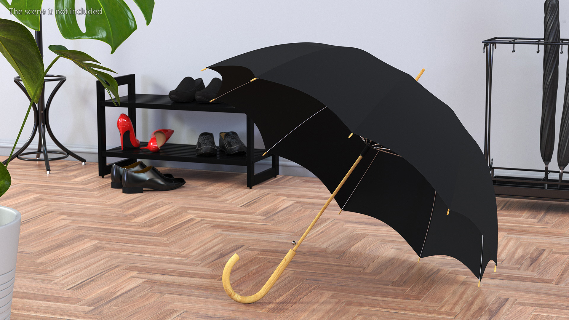 Auto Open Black Umbrella 3D model