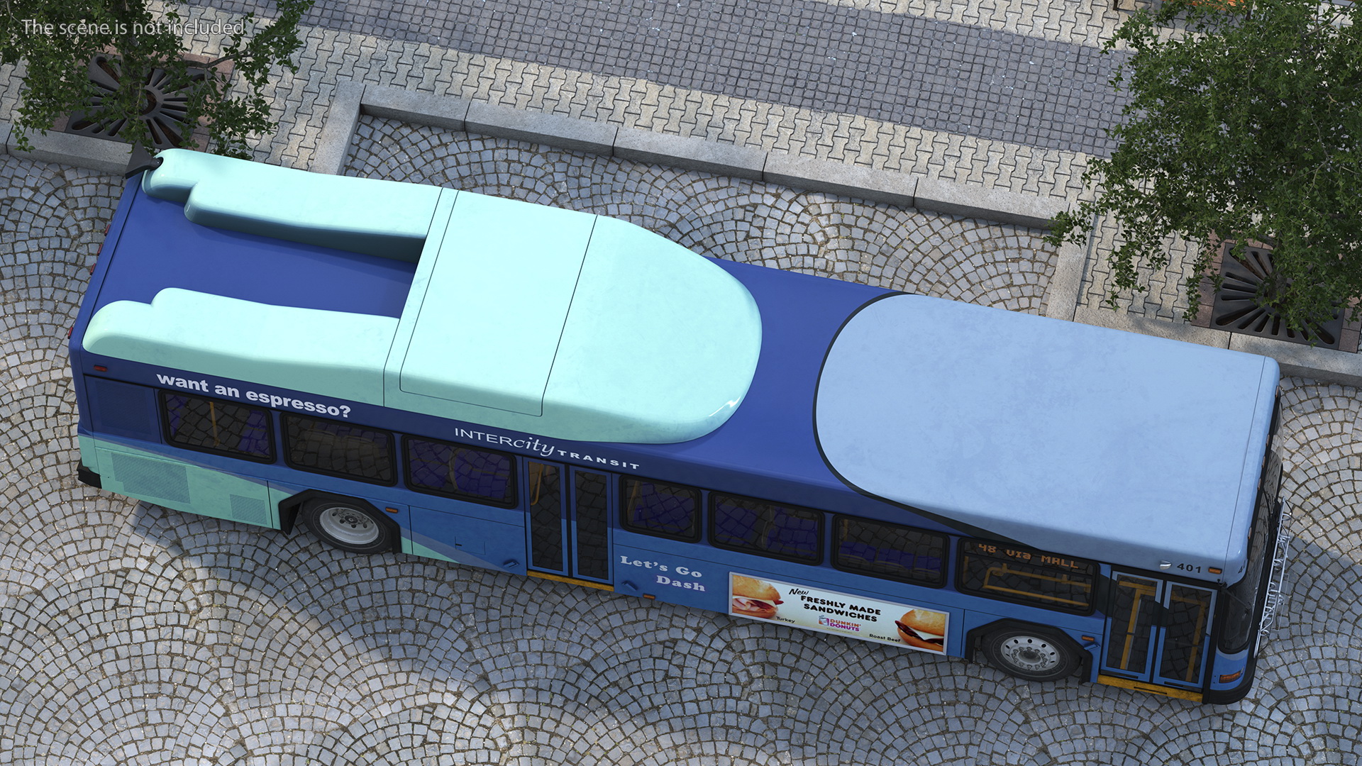 3D Gillig Low Floor Hybrid Bus Intercity Blue Simple Interior model