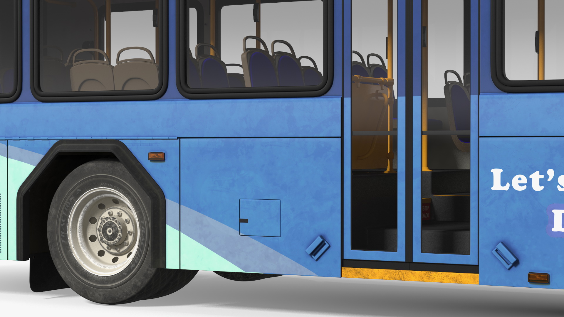 3D Gillig Low Floor Hybrid Bus Intercity Blue Simple Interior model