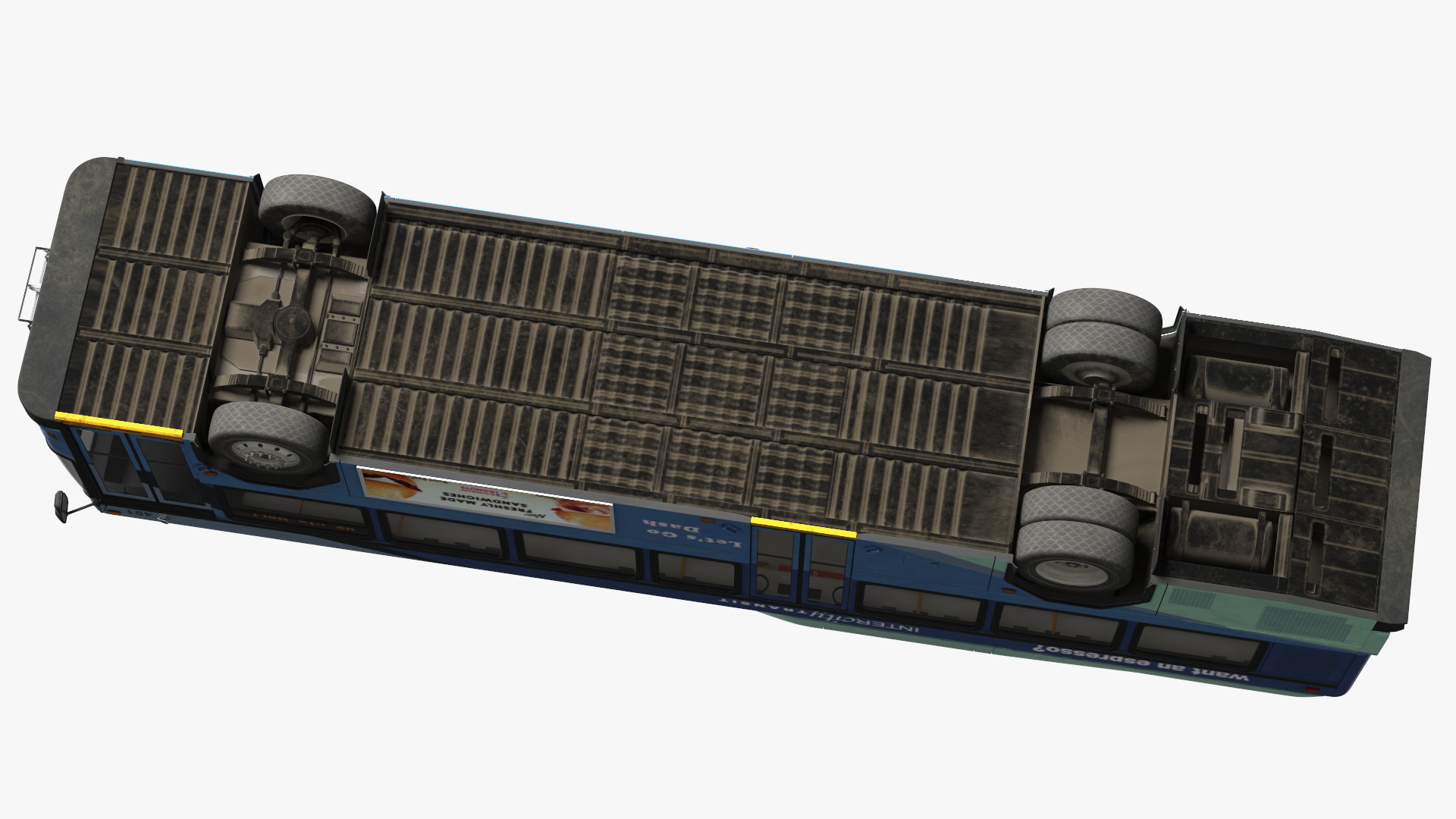 3D Gillig Low Floor Hybrid Bus Intercity Blue Simple Interior model
