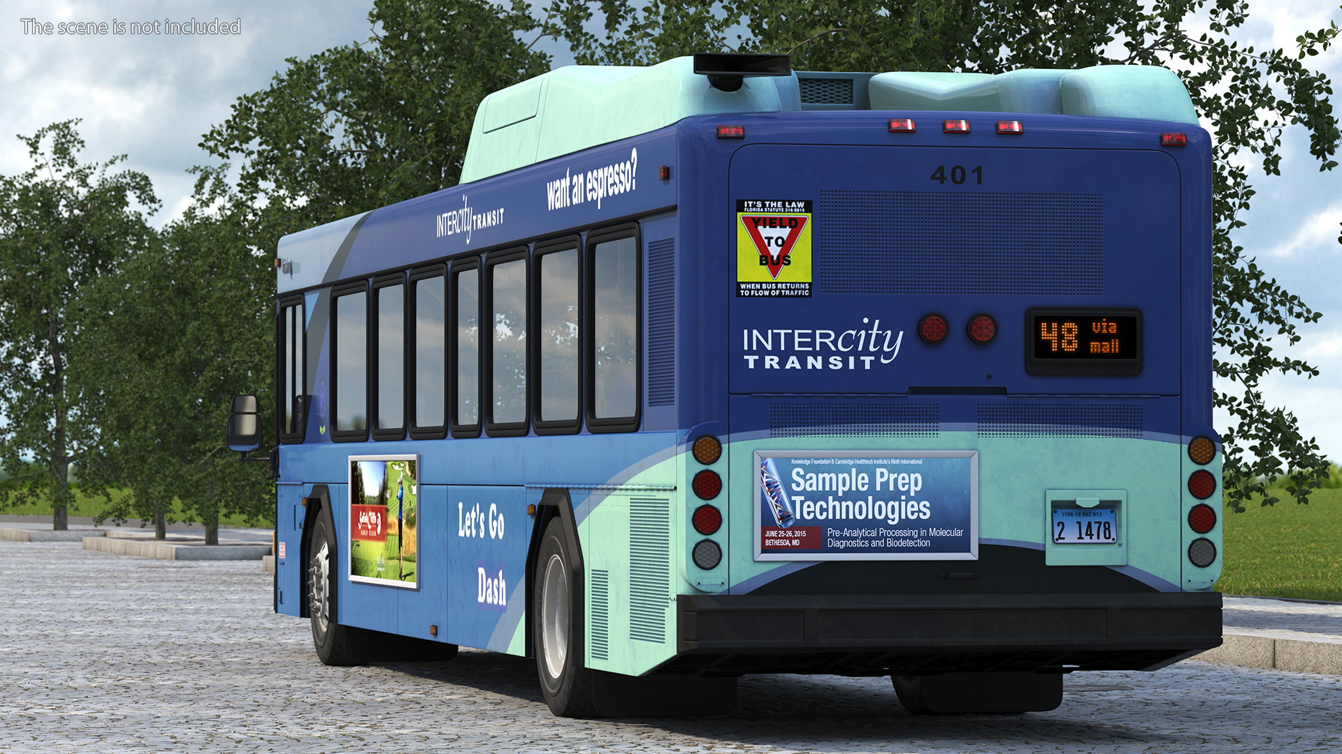 3D Gillig Low Floor Hybrid Bus Intercity Blue Simple Interior model